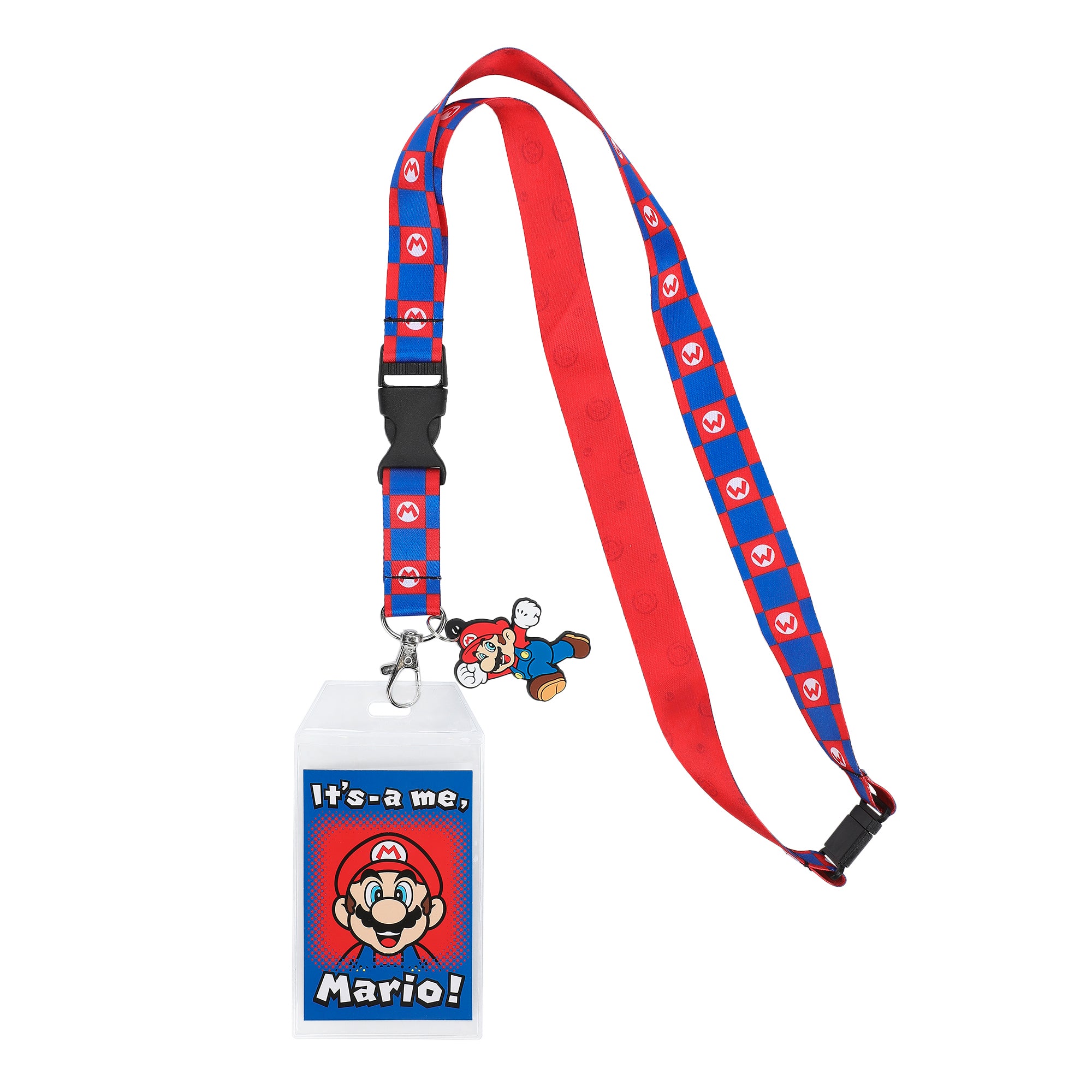 Super Mario Bros. It's-a-Me Mario 22-inch Lanyard with Clear ID Sleeve and Rubber Charm Super Mario Bros. It's-a-Me Mario 22-inch Lanyard with Clear ID Sleeve and Rubber Charm