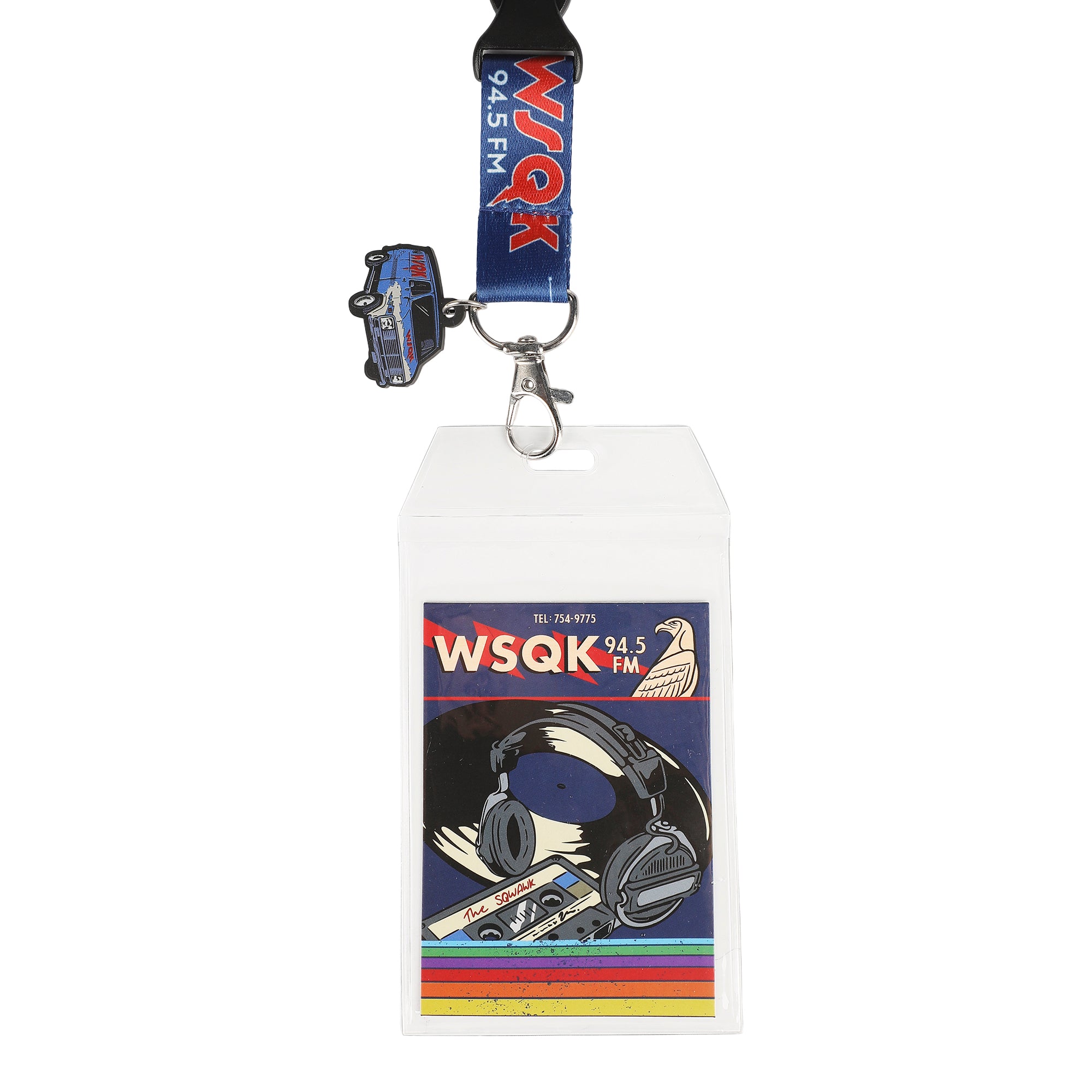 Stranger Things Season 5 WSQK The Eagle 22-inch Lanyard with Clear ID Sleeve and Rubber Charm