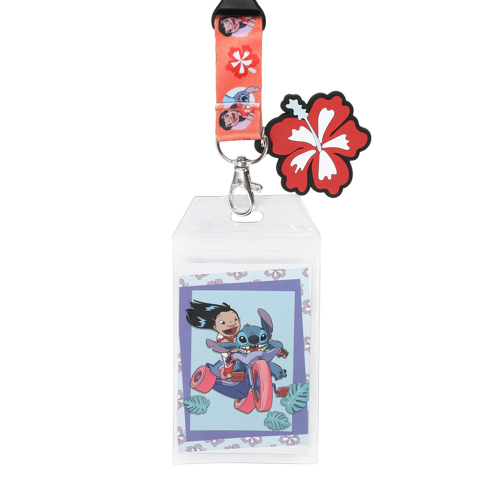Lilo & Stitch Tropical AOP Lanyard With Hibiscus Charm