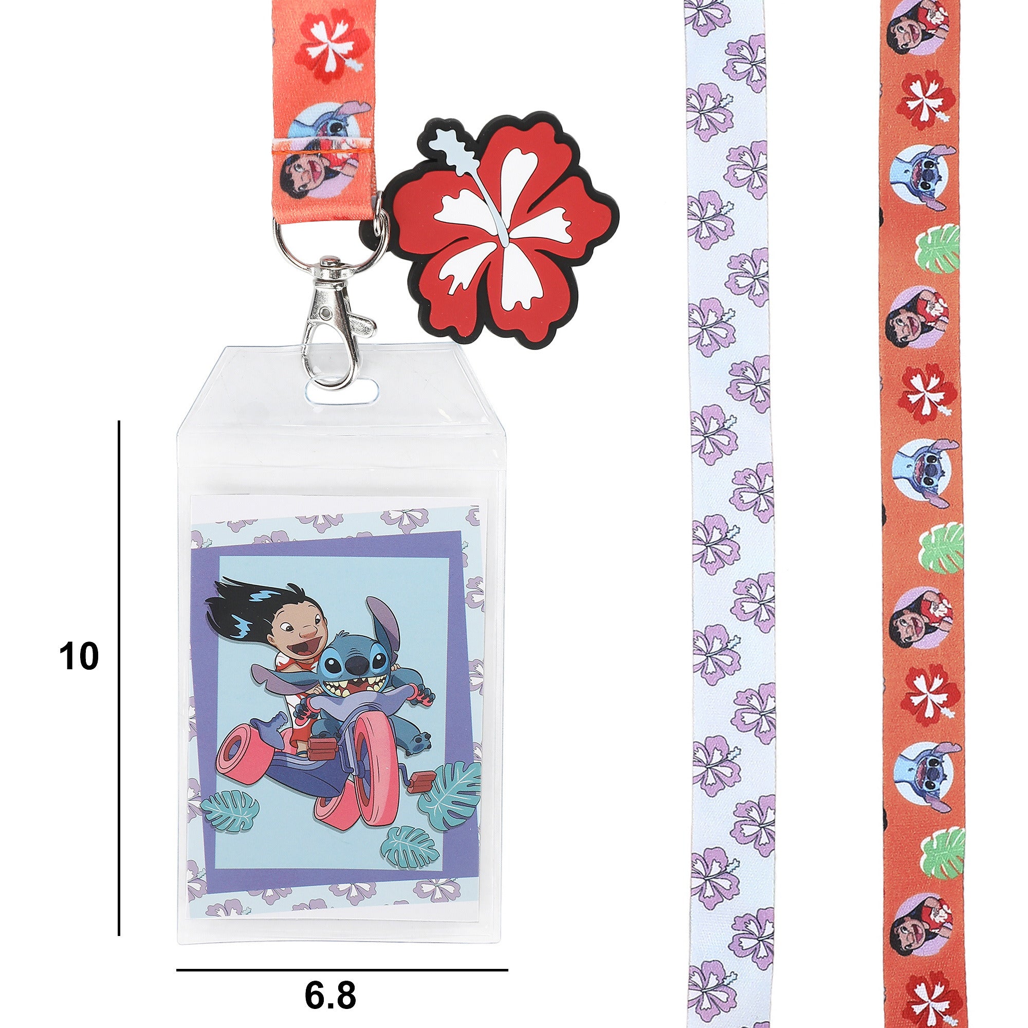 Lilo & Stitch Tropical AOP Lanyard With Hibiscus Charm