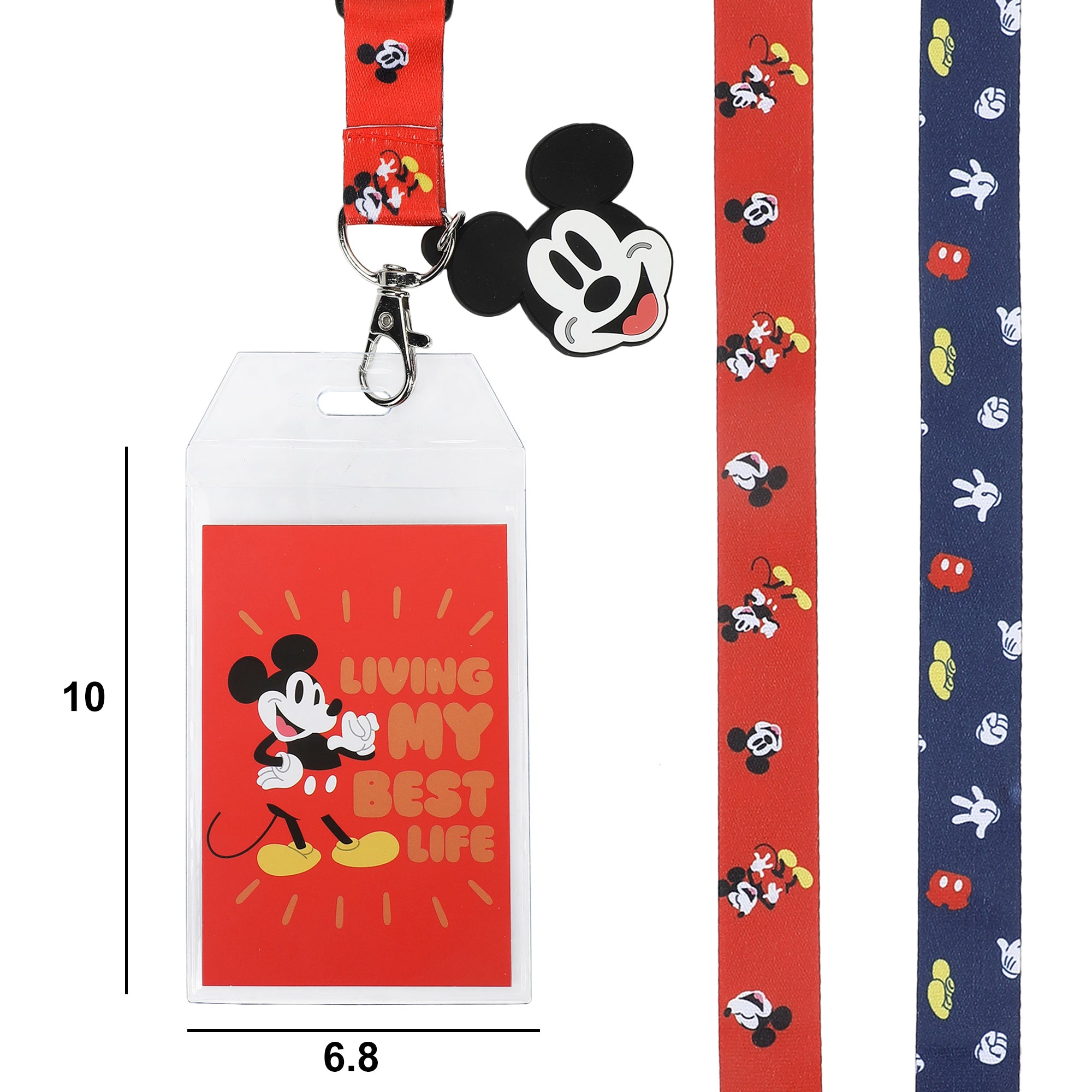 Mickey Mouse Classic 22-inch Lanyard with Clear ID Sleeve and Rubber Charm