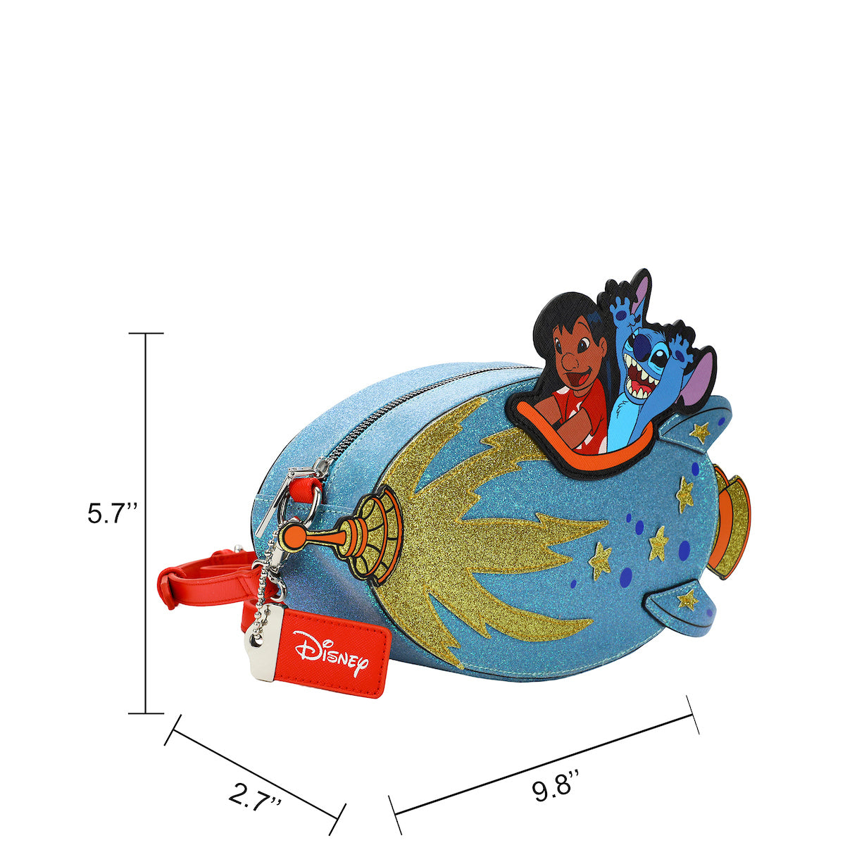 Lilo & Stitch Rocketship Women's Novelty crossbody bag With Glitter Fabric