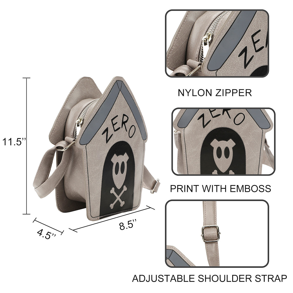 Nightmare Before Christmas Zero Dog House 8.6" Novelty Crossbody Bag
