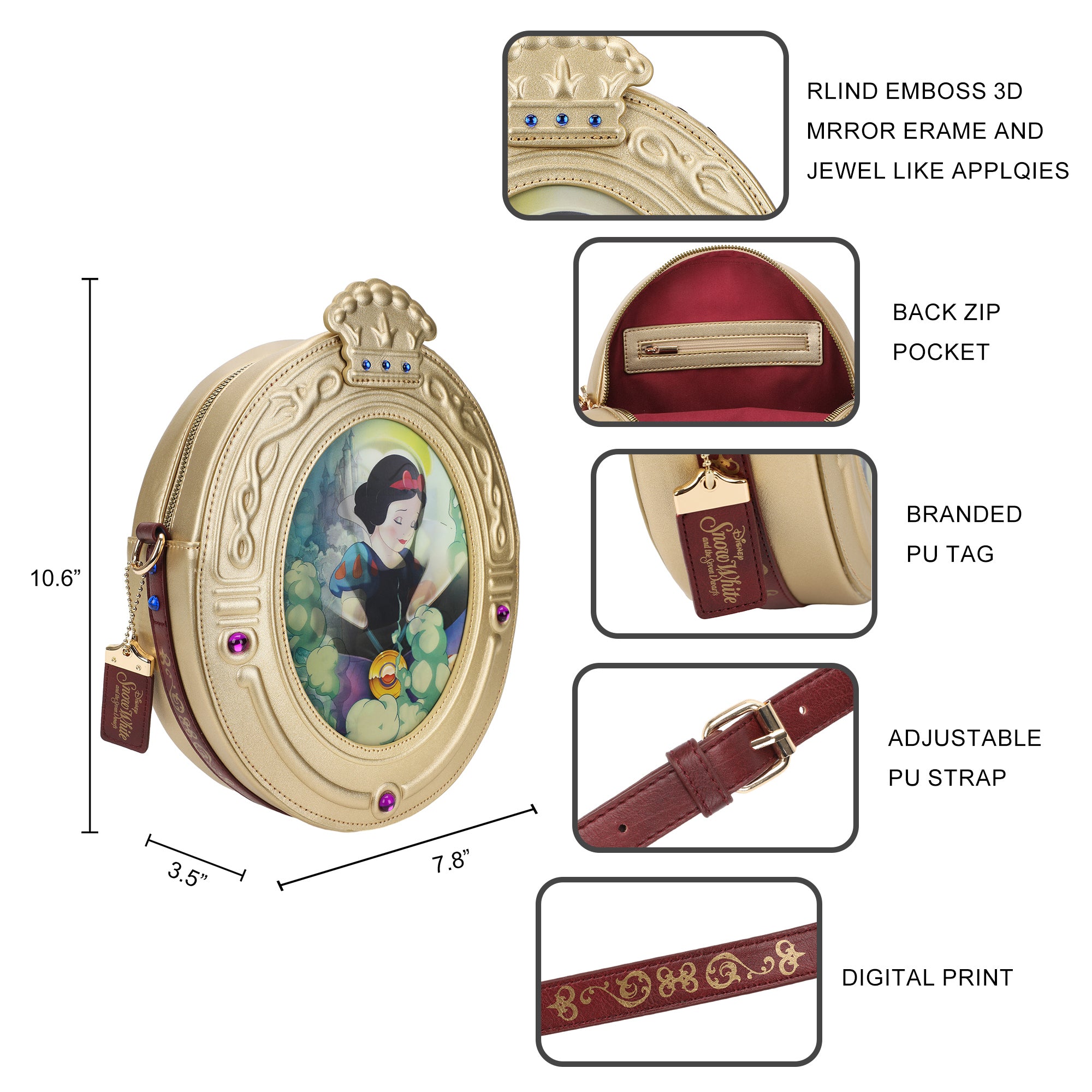 Disney's Snow White Magic Mirror 3D Crossbody Novelty Bag