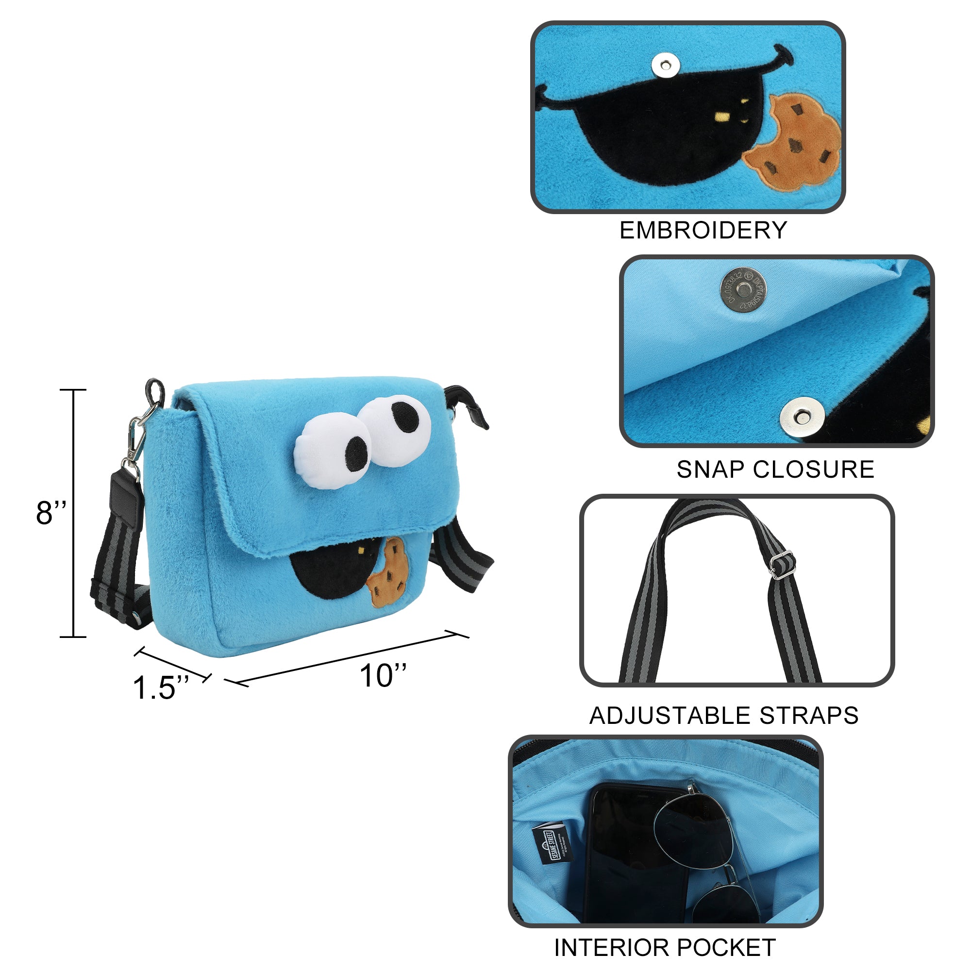 Sesame Street Cookie Monster 26 CM Plush Women's Crossbody Bag