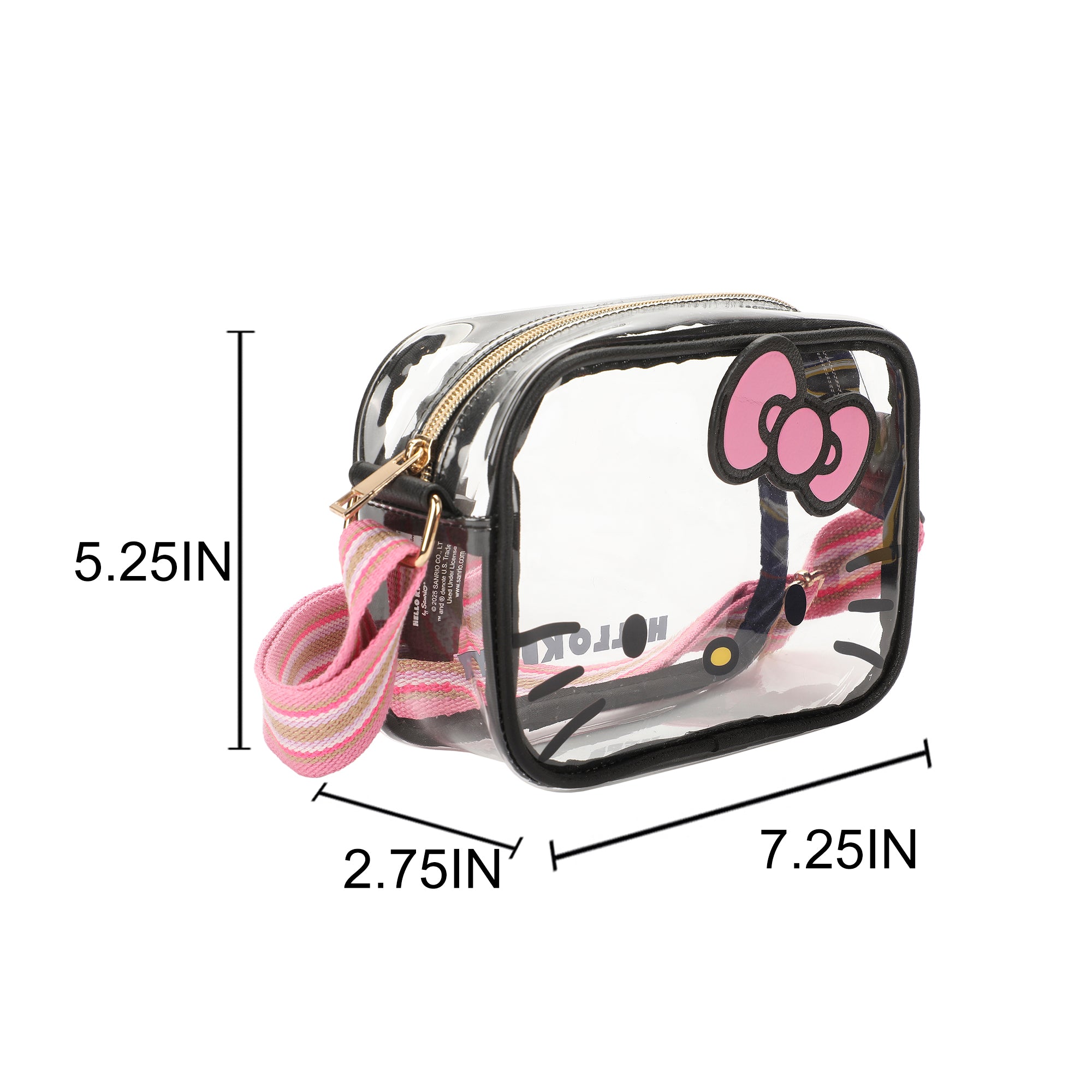 Sanrio Hello Kitty Clear Crossbody Bag with 3D Bow and Adjustable Strap