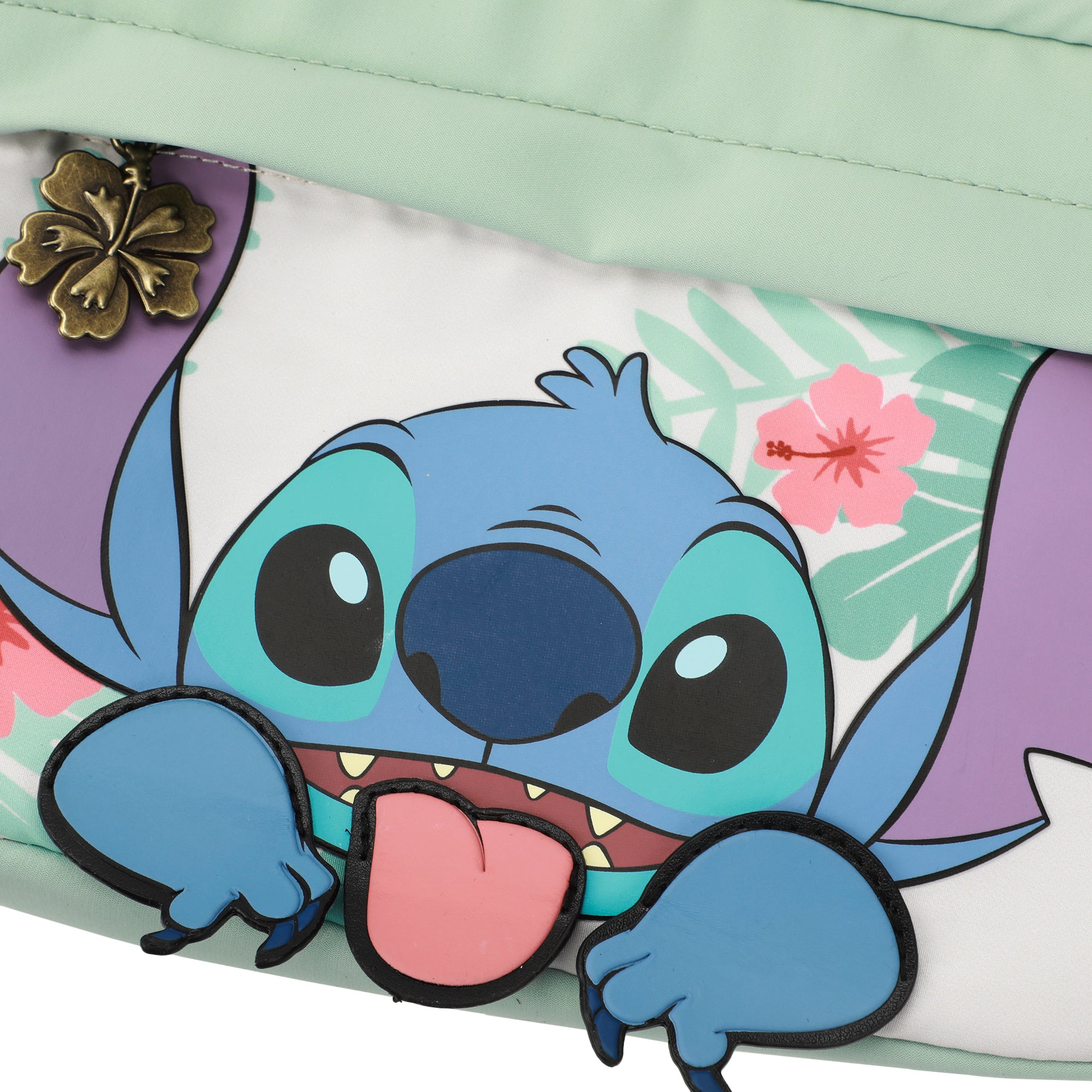 Disney Stitch Floral Print Green 7" Crossbody Bag