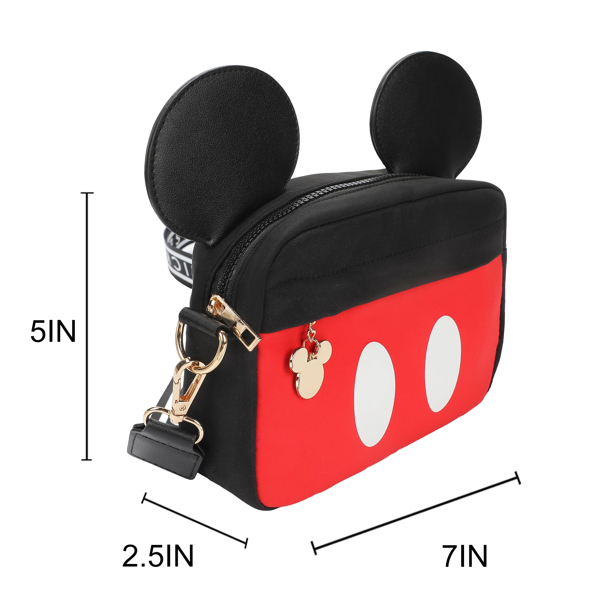 Disney Mickey Mouse Ears & Shorts Black 7" Crossbody Bag