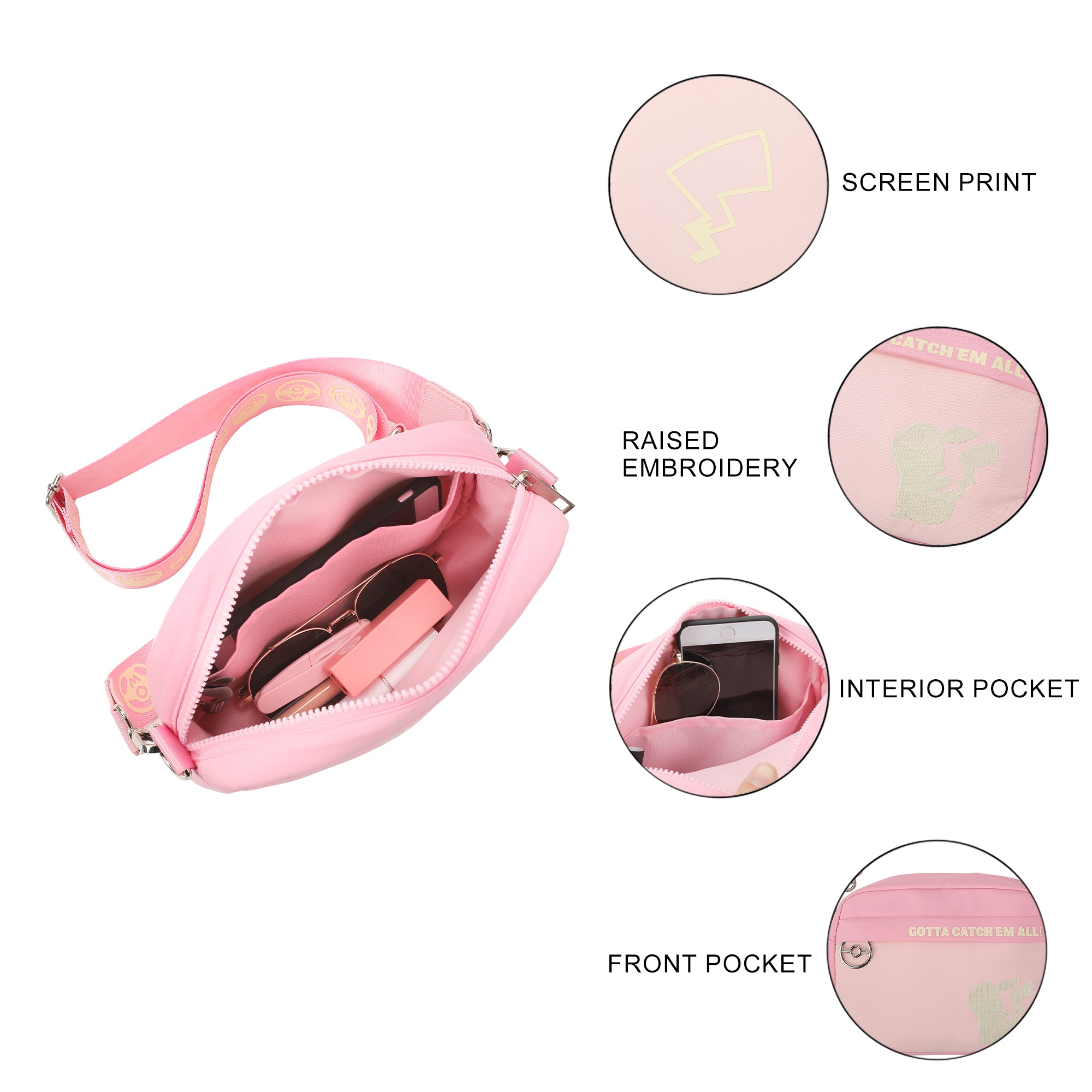 Pokémon Pikachu Pink Pink 7" Crossbody Bag