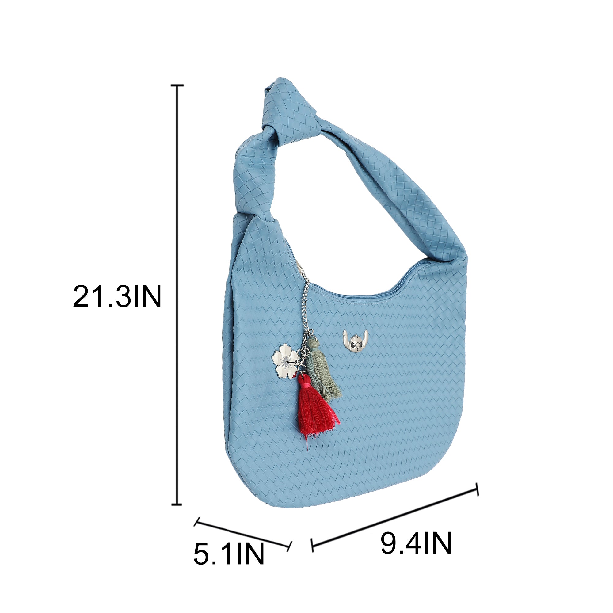 Disney Stitch Face Metal Badge Blue 16" Handbag