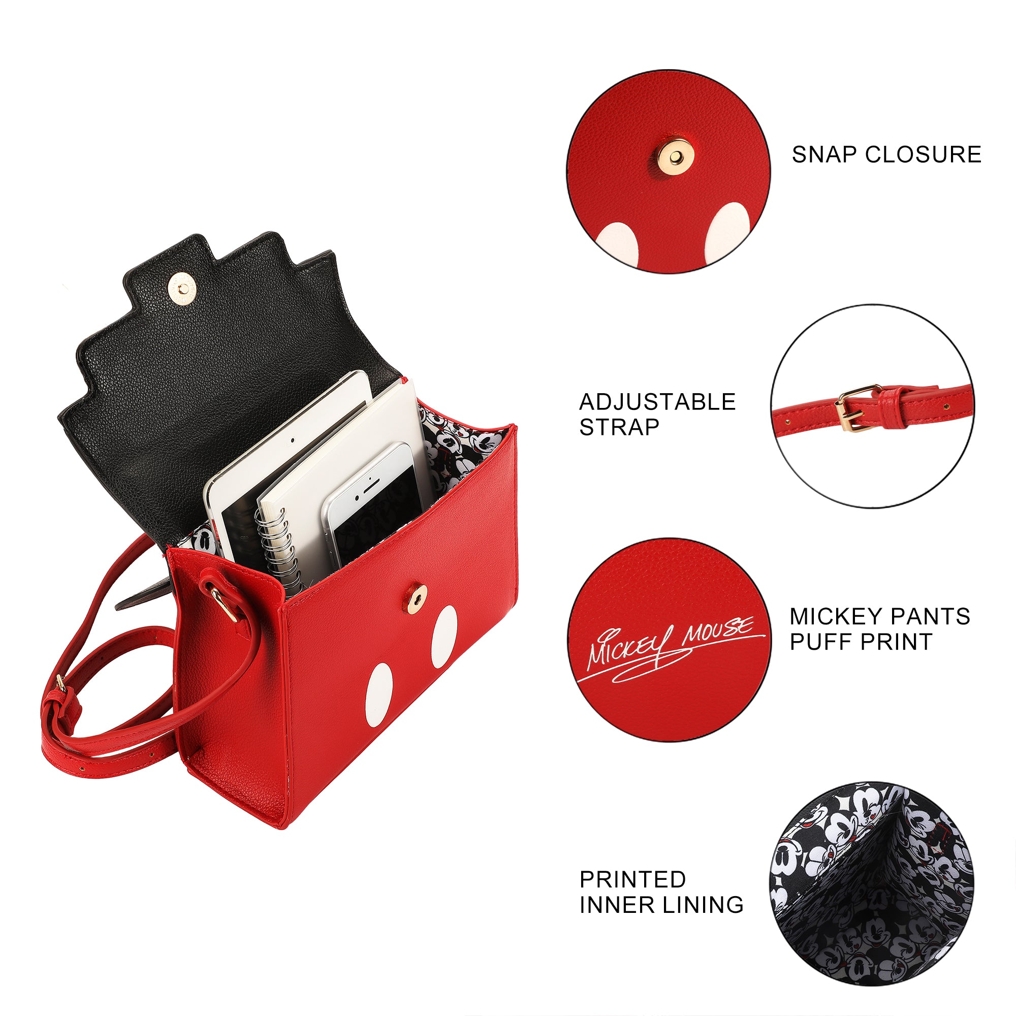 Mickey Mouse Mickey Pants Puff Head Metal Women's Handbag