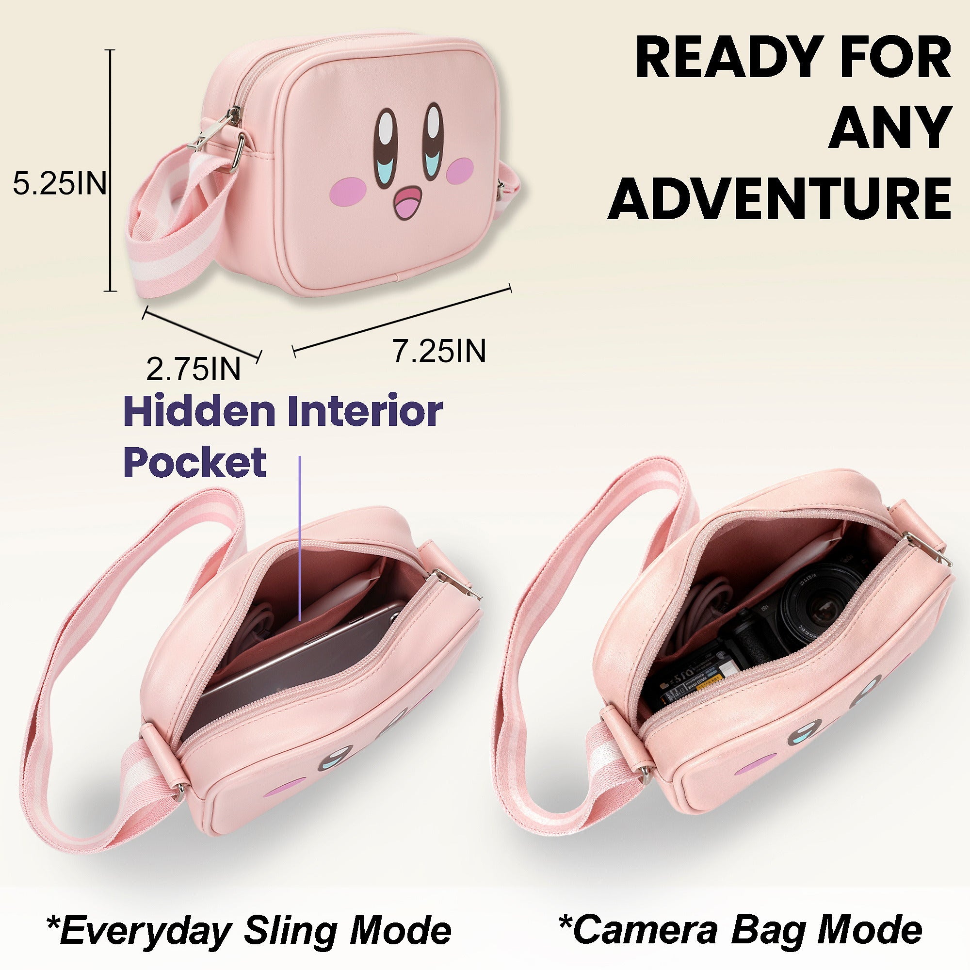 Kirby Big Face Pink 5.25" Handbag for Fans and Collectors