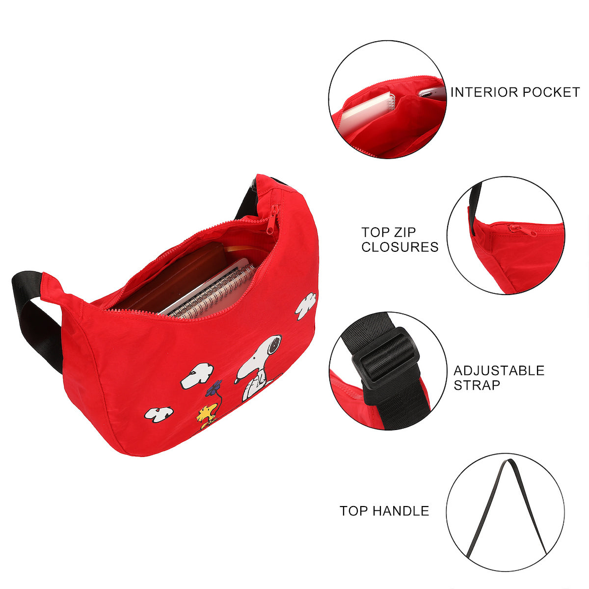 Peanuts Snoopy and Woodstock Women's Red Handbag