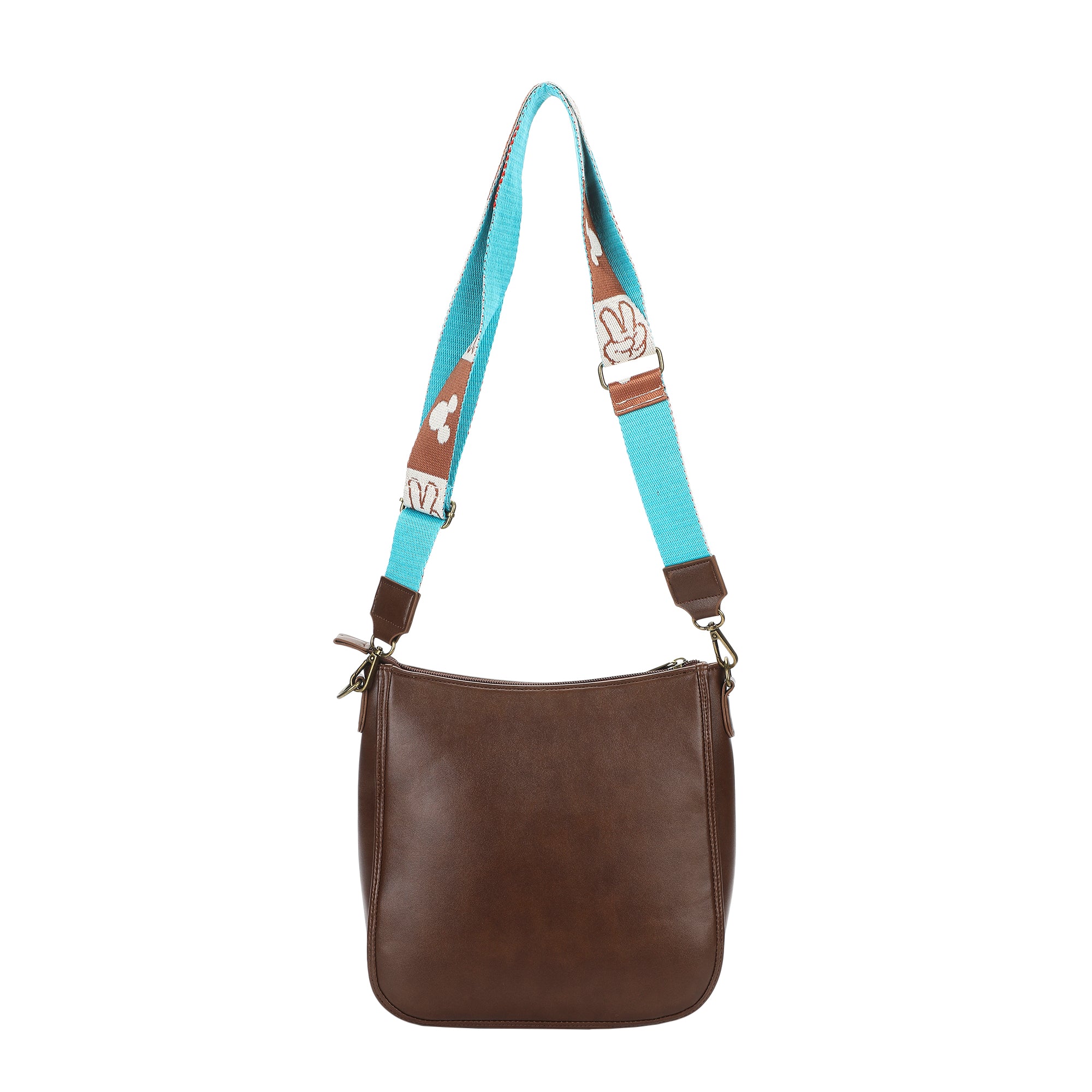 Disney Mickey Mouse Character Ears 9.75" Women's Brown Crossbody Bag