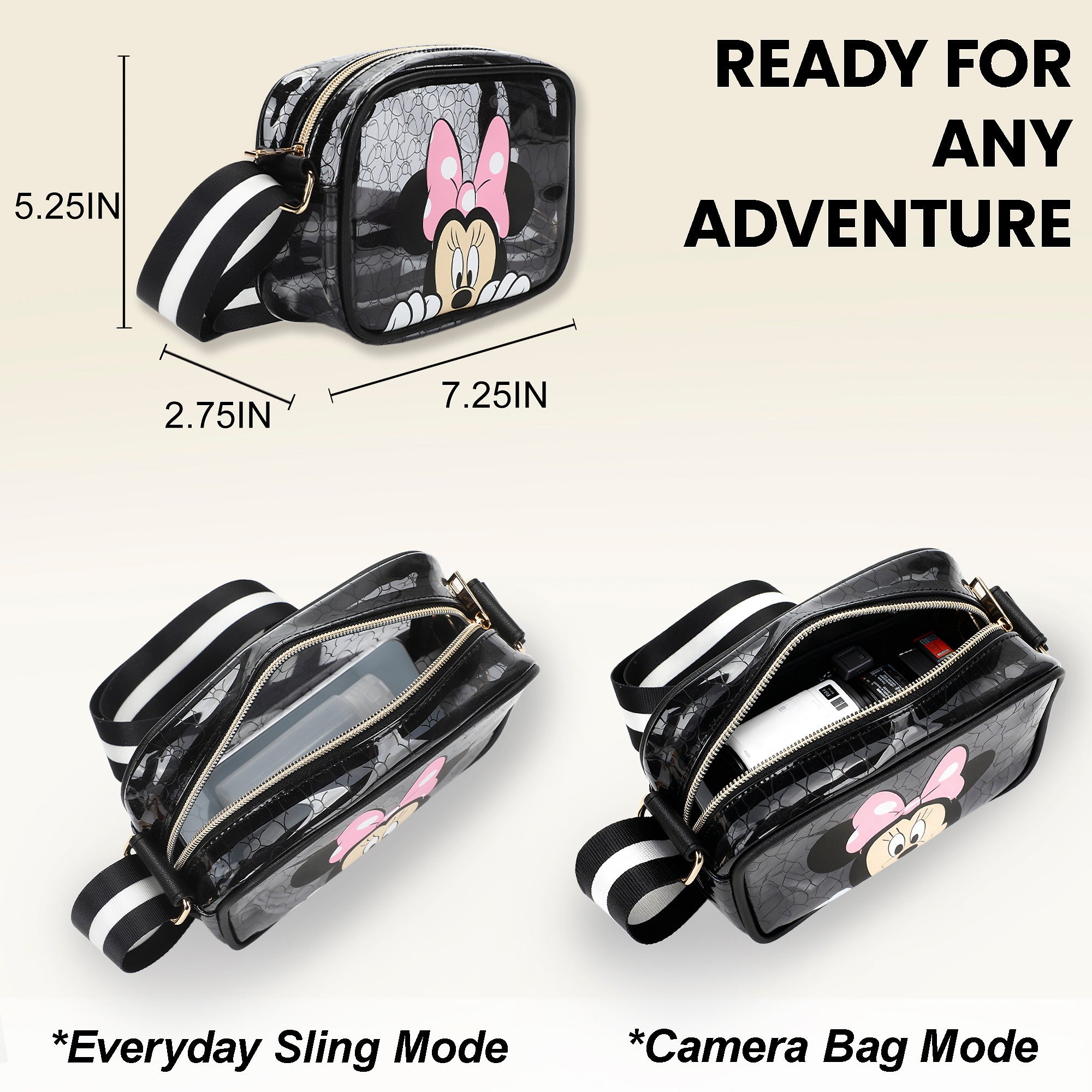 Minnie Mouse Classic Woven 5.25" Crossbody Handbag for Women