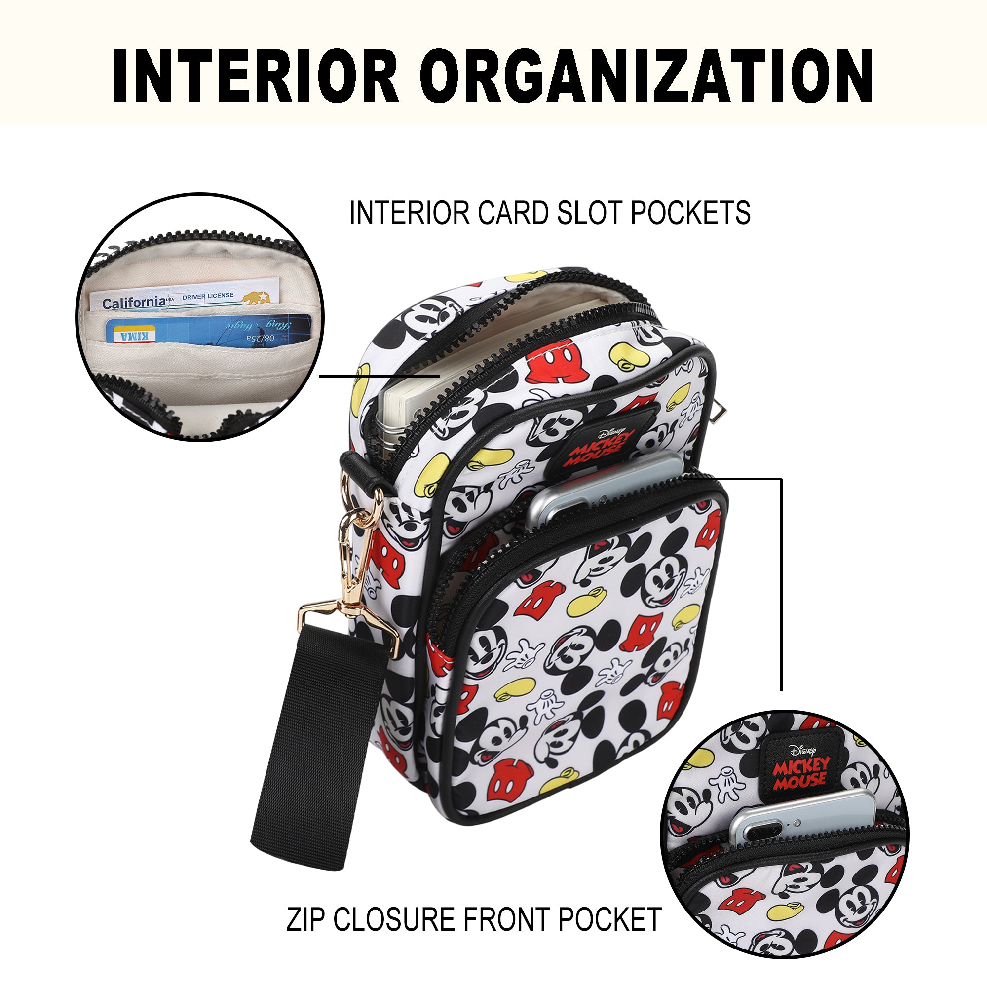 Mickey Mouse Classic Messenger 8" Handbag with Front Pocket