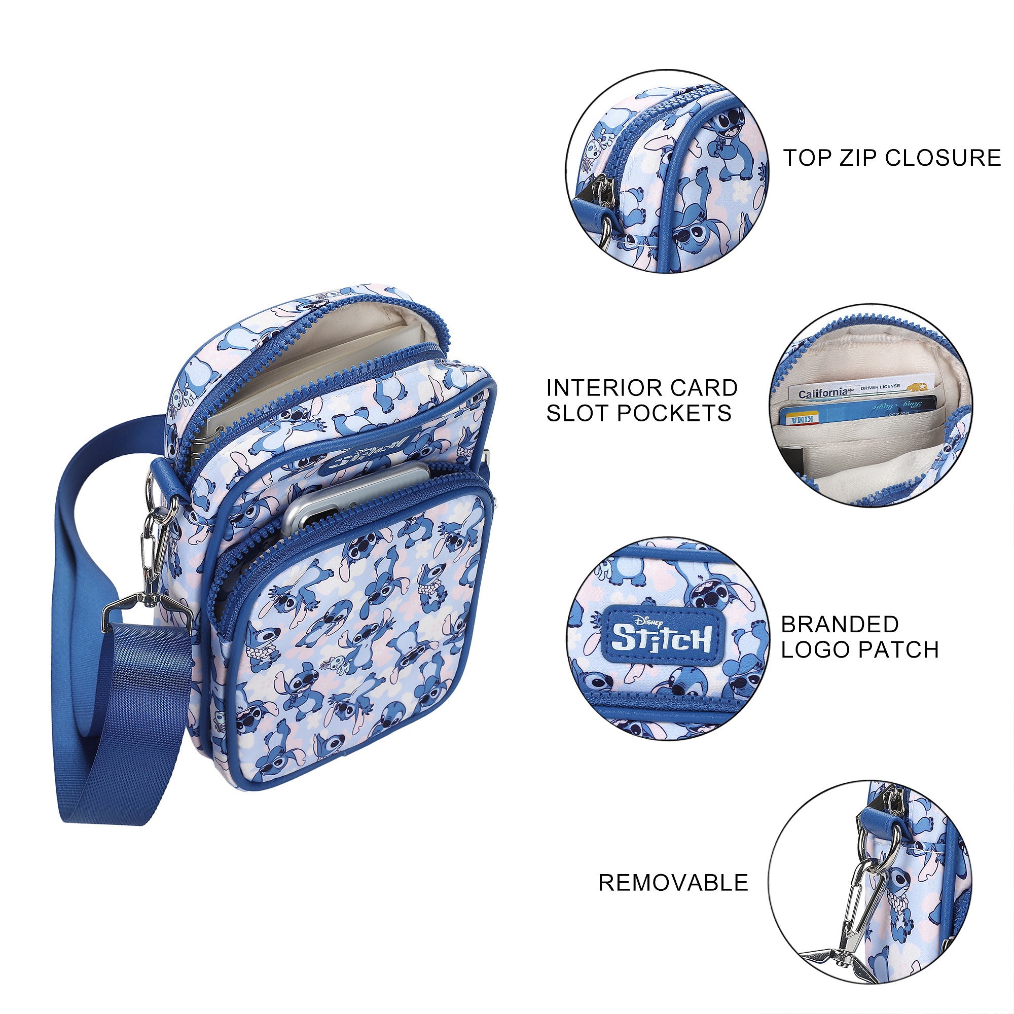 Lilo & Stitch Messenger 8" Handbag with Front Pocket for Women