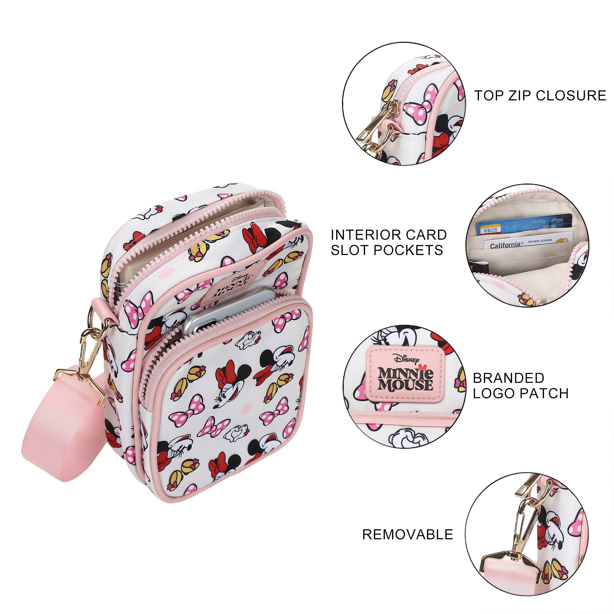 Minnie Mouse Classic Messenger 8" Handbag with Front Pocket