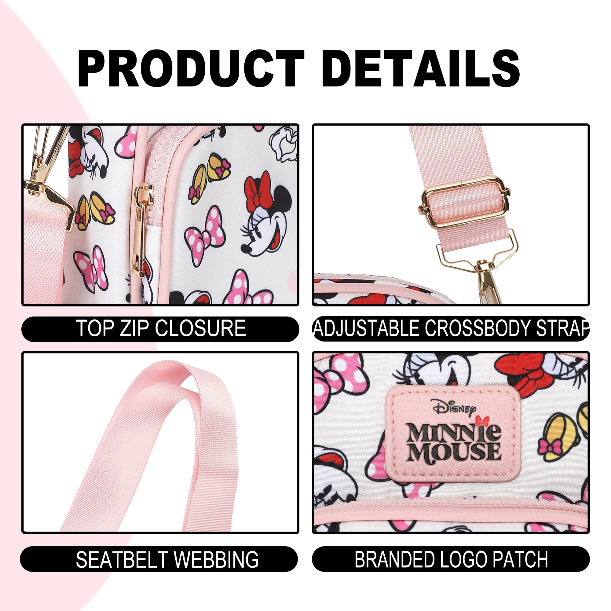 Minnie Mouse Classic Messenger 8" Handbag with Front Pocket