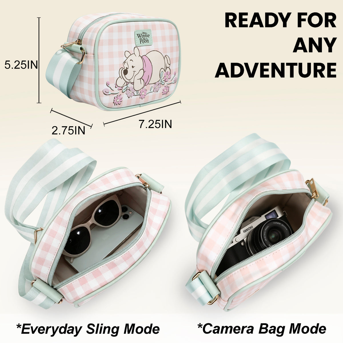 Winnie The Pooh Gingham Floral Handbag For Adult Fans