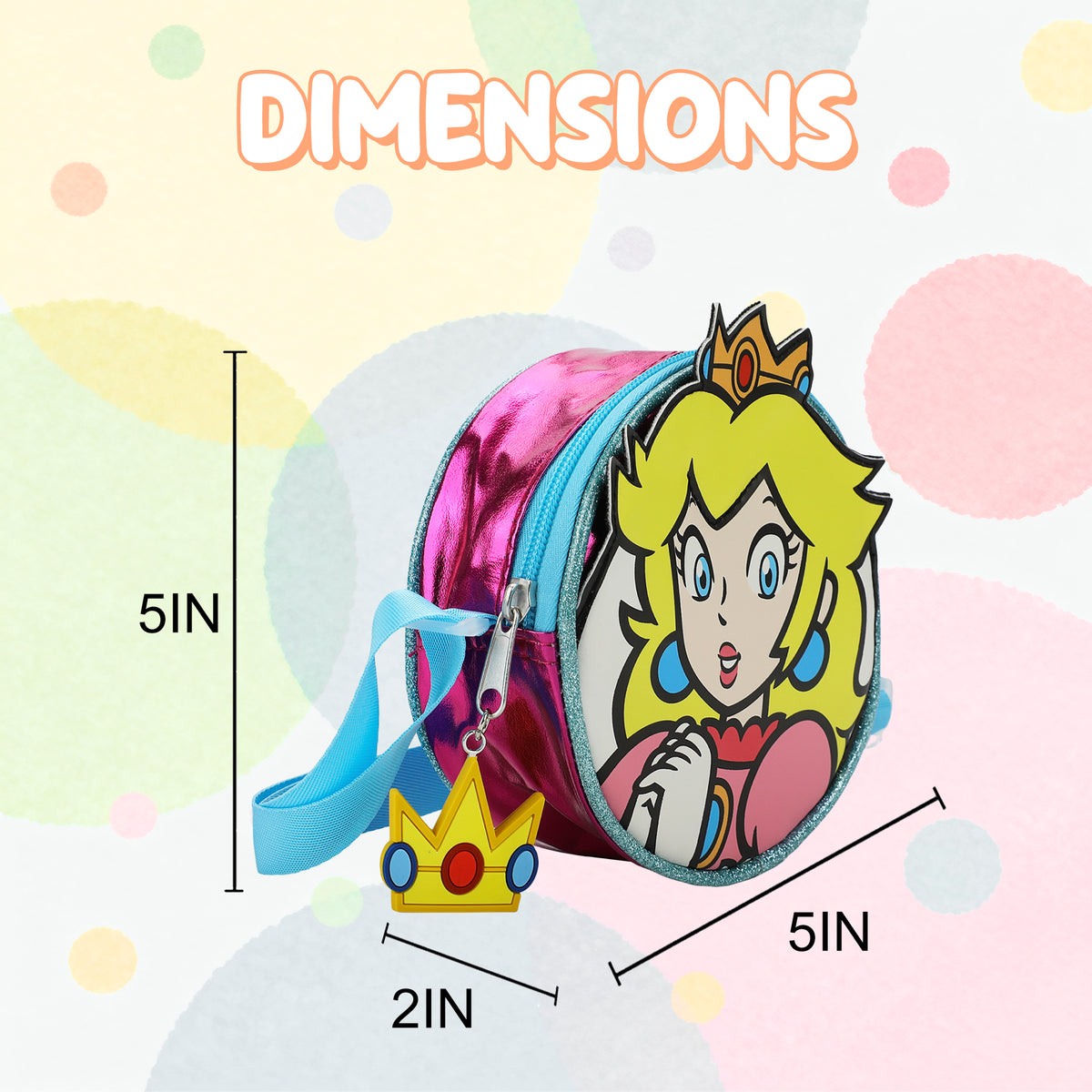 Super Mario Princess Peach 5.5-Inch 3D Character Crossbody Bag