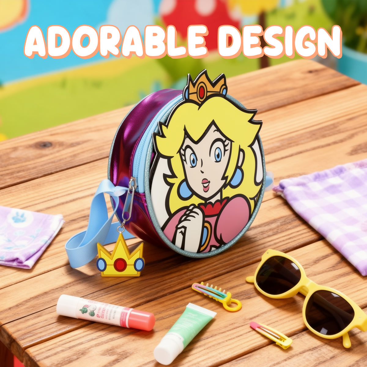 Super Mario Princess Peach 5.5-Inch 3D Character Crossbody Bag