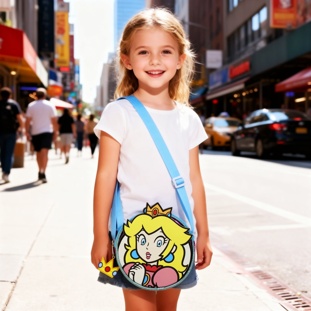 Super Mario Princess Peach 5.5-Inch 3D Character Crossbody Bag