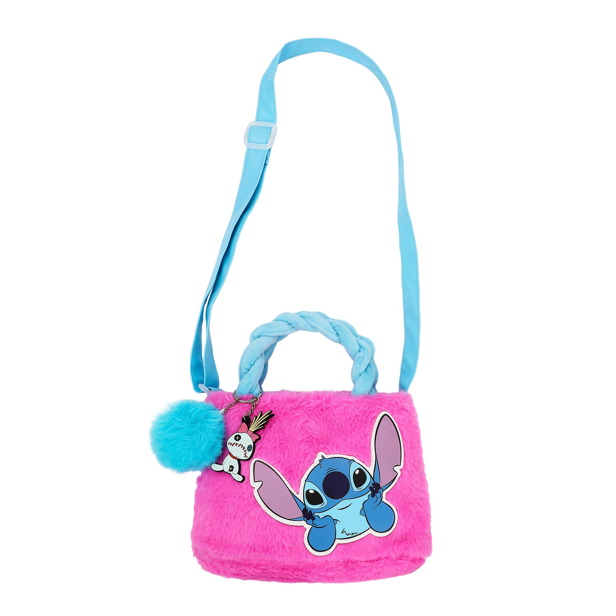 Disney Lilo & Stitch Character Applique Stitch Pink 6.3" Mini Faux Fur Tote