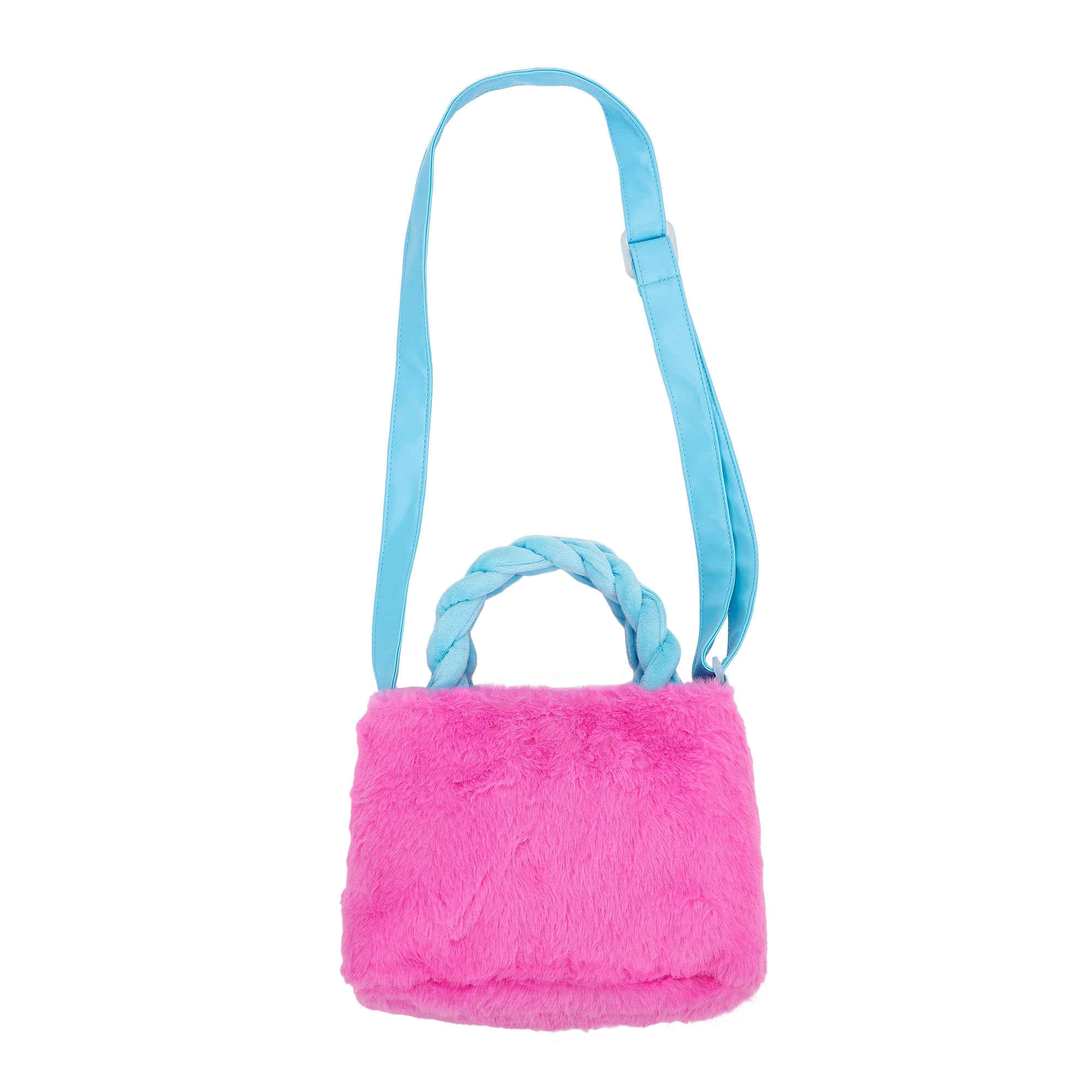 Disney Lilo & Stitch Character Applique Stitch Pink 6.3" Mini Faux Fur Tote