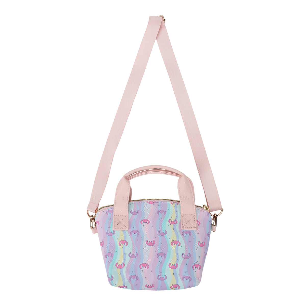 Disney Lilo & Stitch Angel & Stitch Hearts Pastel Striped 9.25" Mini PU Handbag