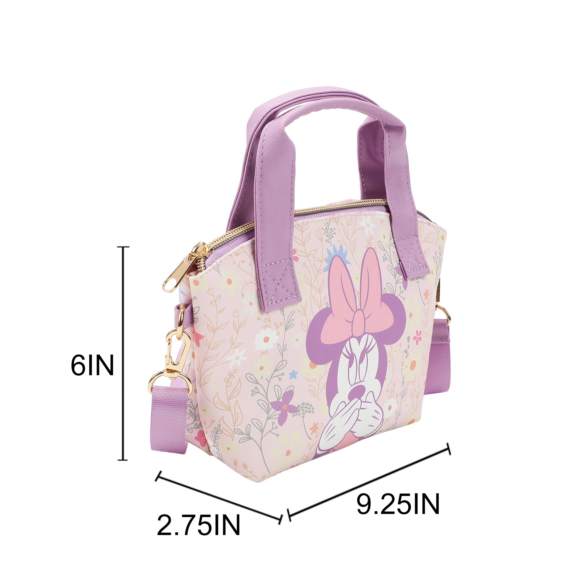 Disney Minnie Mouse Covering Mouth Pose Pink 9.25" Mini PU Handbag