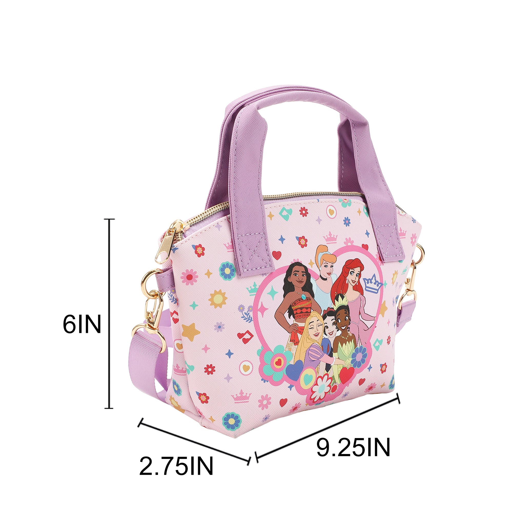 Disney Princess Character Heart Pink 9.25" Mini PU Handbag