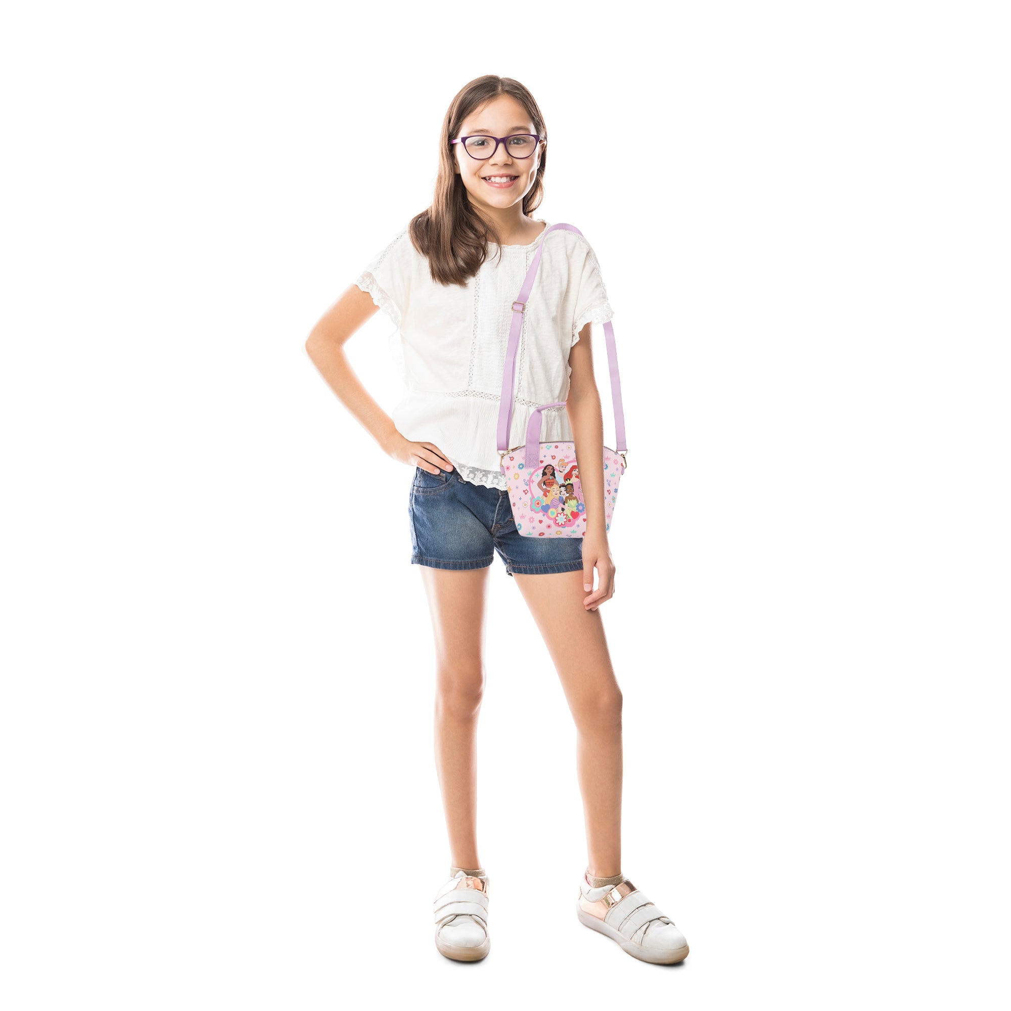 Disney Princess Character Heart Pink 9.25" Mini PU Handbag