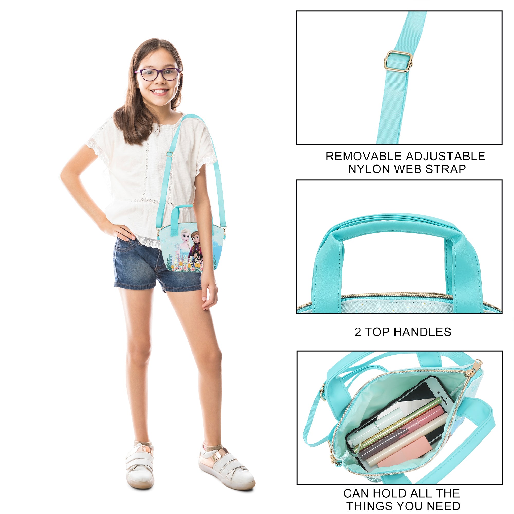 Disney Frozen Summer & Winter Blue 9.25" Mini PU Handbag