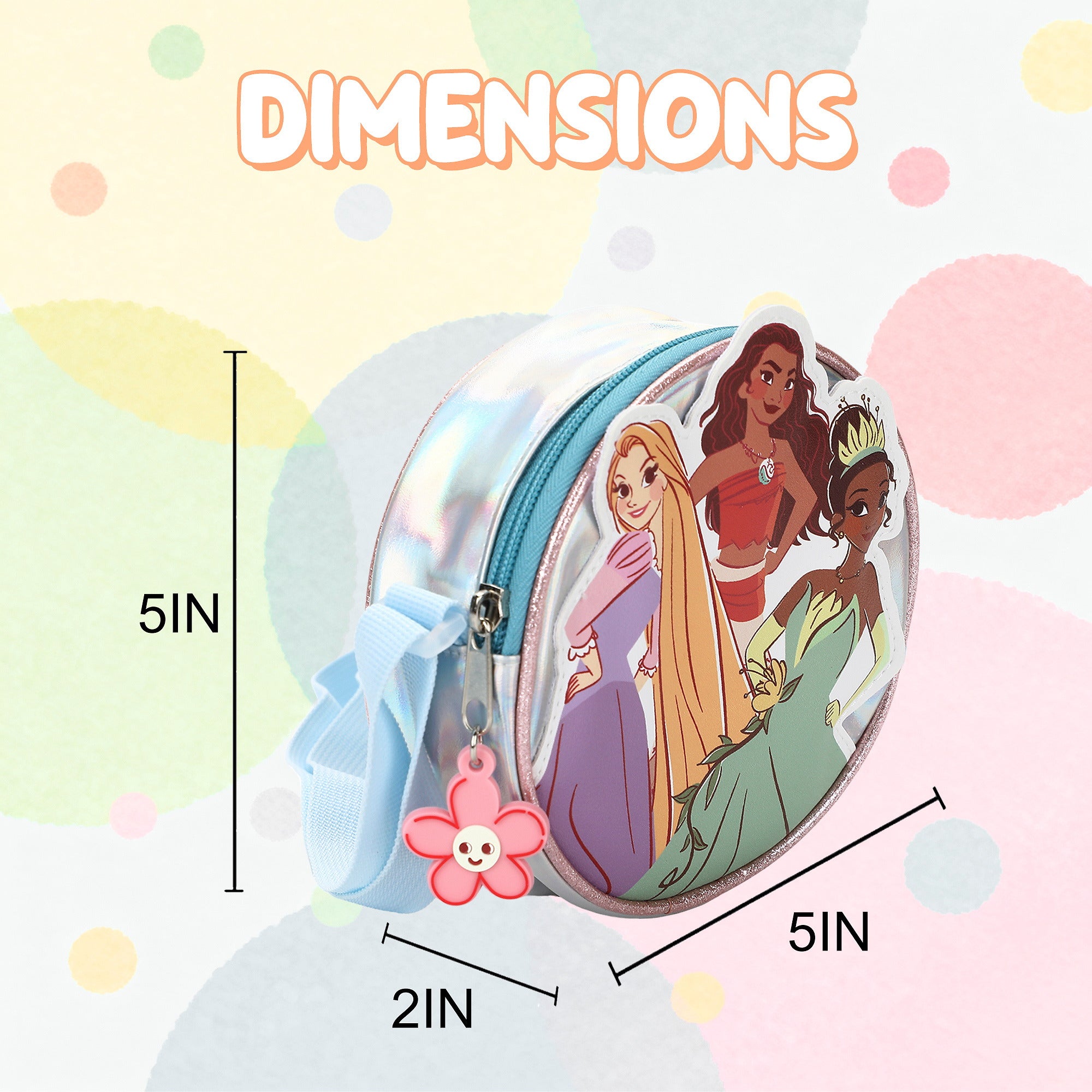 Disney Princess Round PU Crossbody Handbag for Kids