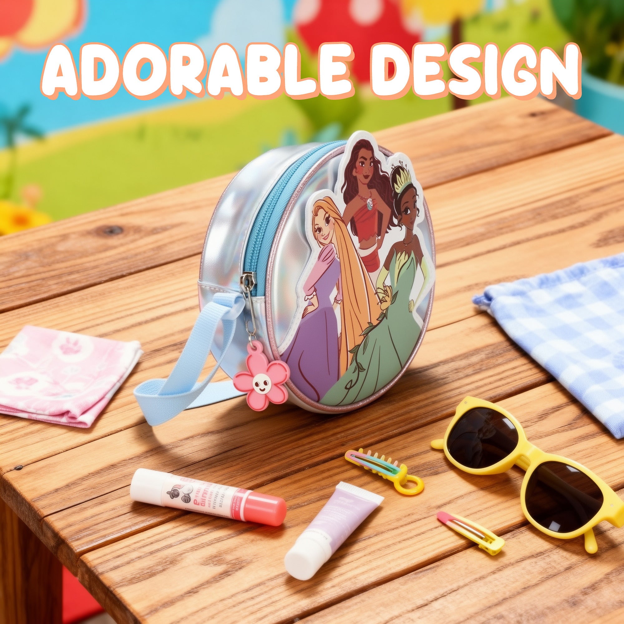 Disney Princess Round PU Crossbody Handbag for Kids