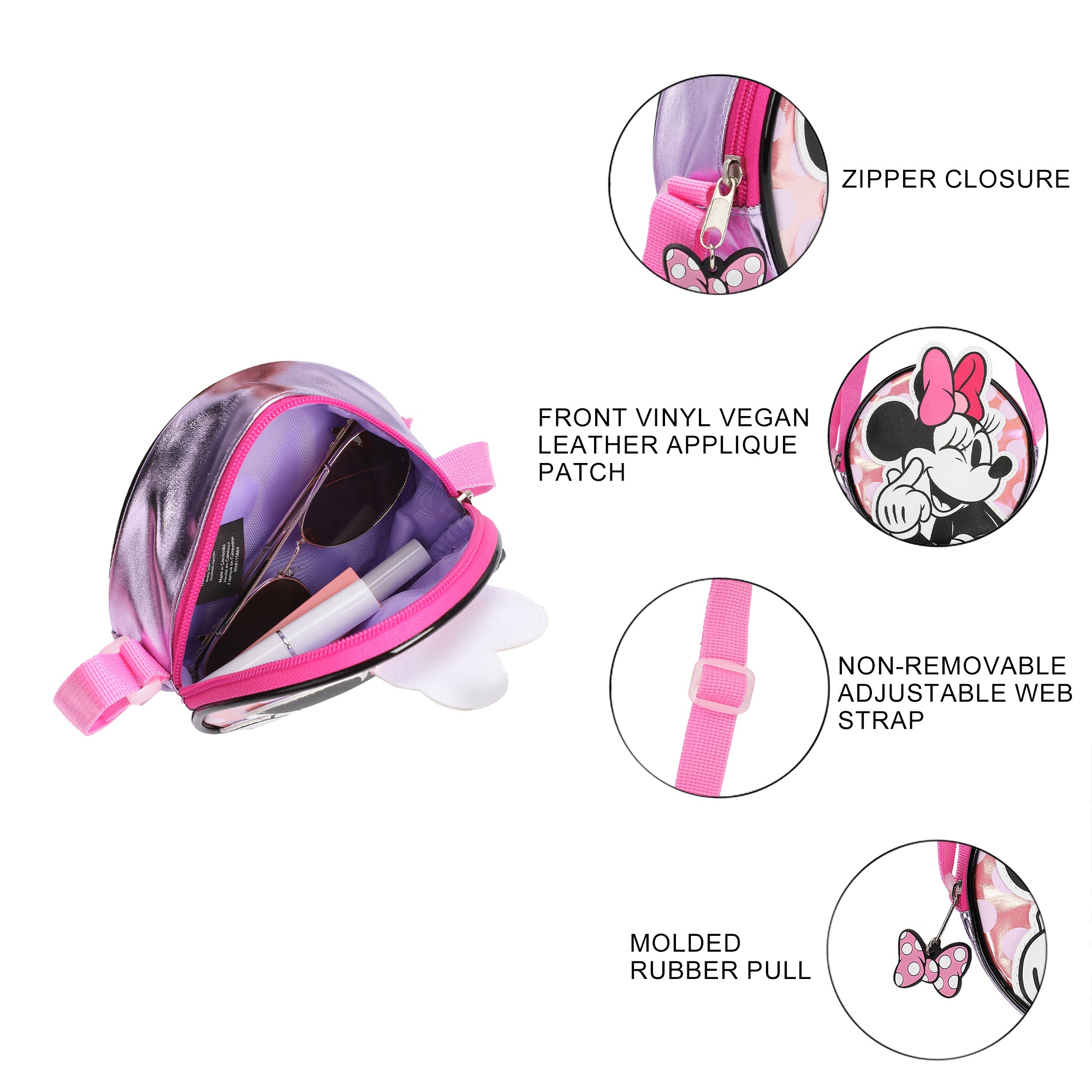 Disney Minnie Mouse Winking Pink 5.5" Mini Pu Handbag