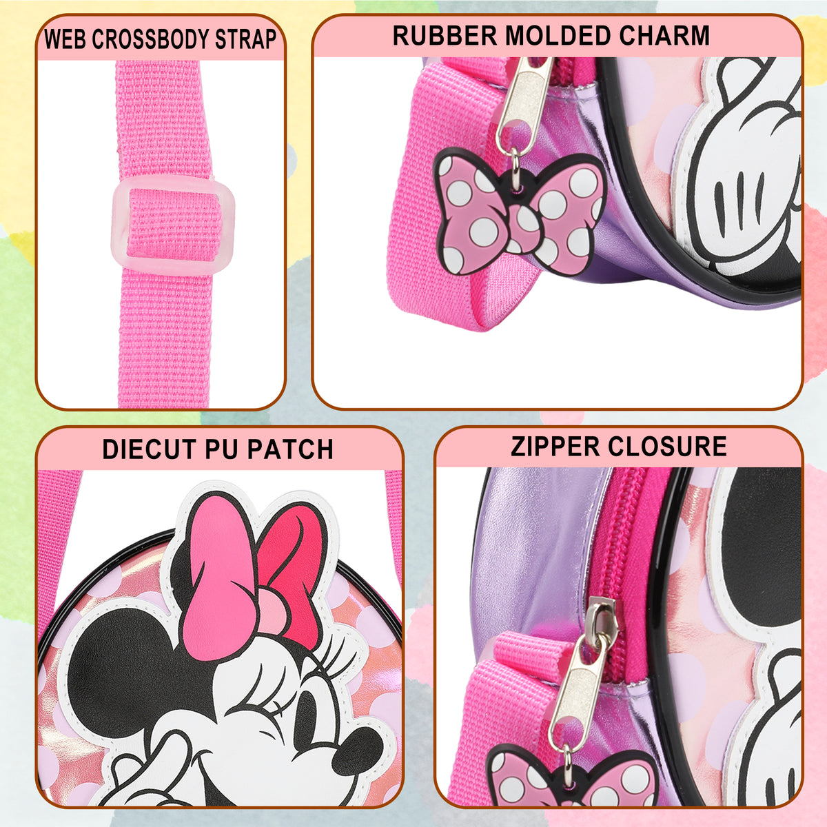Disney Minnie Mouse Winking Pink 5.5" Mini Pu Handbag