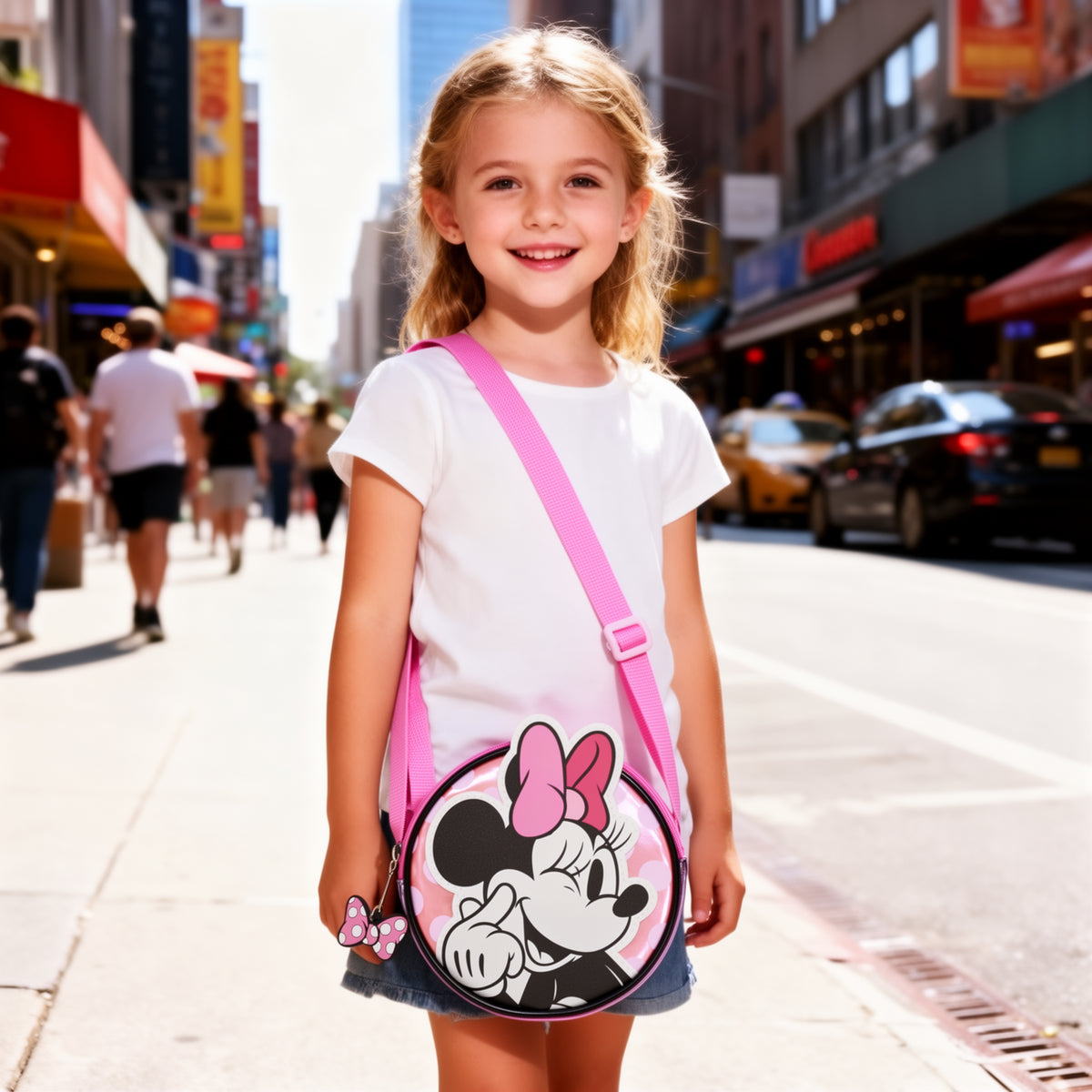 Disney Minnie Mouse Winking Pink 5.5" Mini Pu Handbag