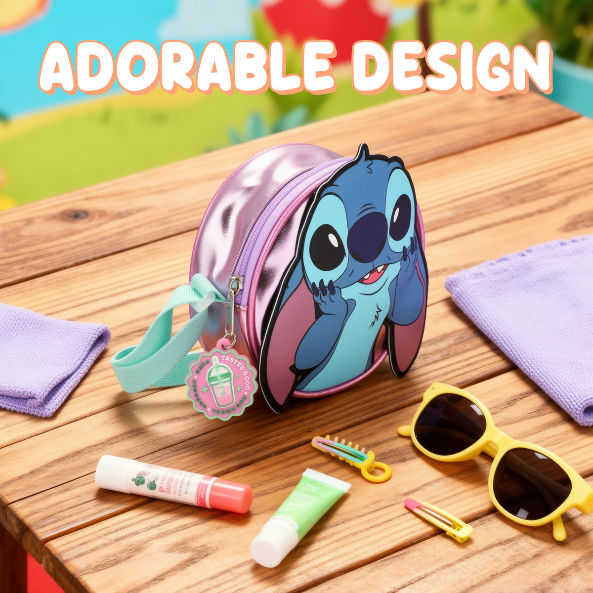 Disney Stitch Playful Pose Blue 5.5" Mini PU Handbag