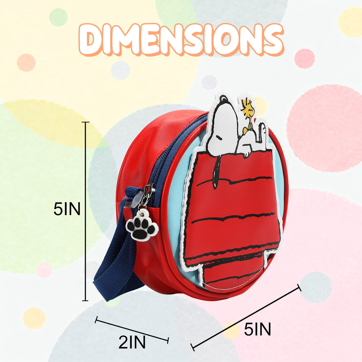 Peanuts Round PU Crossbody Bag with Applique Patch