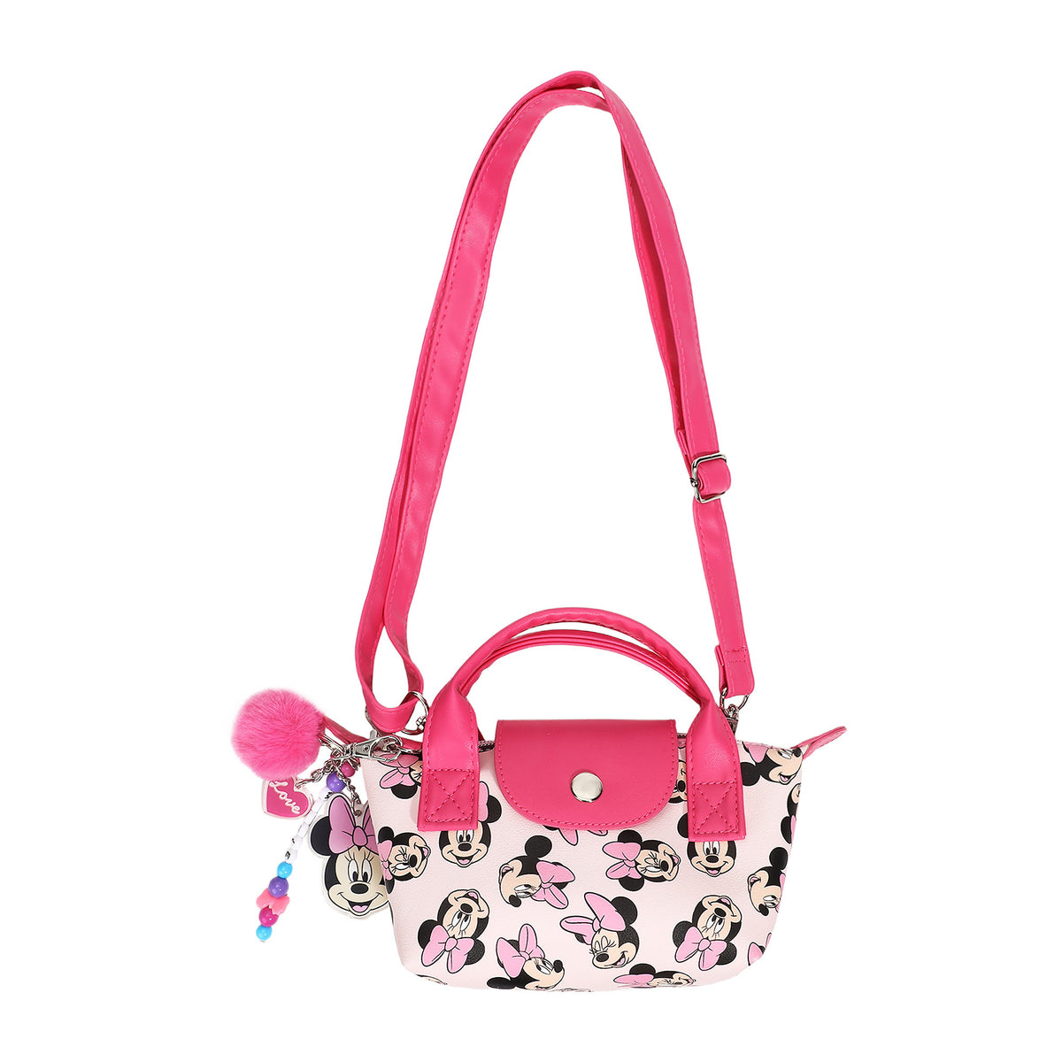 Minnie Mouse Classic Pink Handbag Tote with Charm for Kids Girls