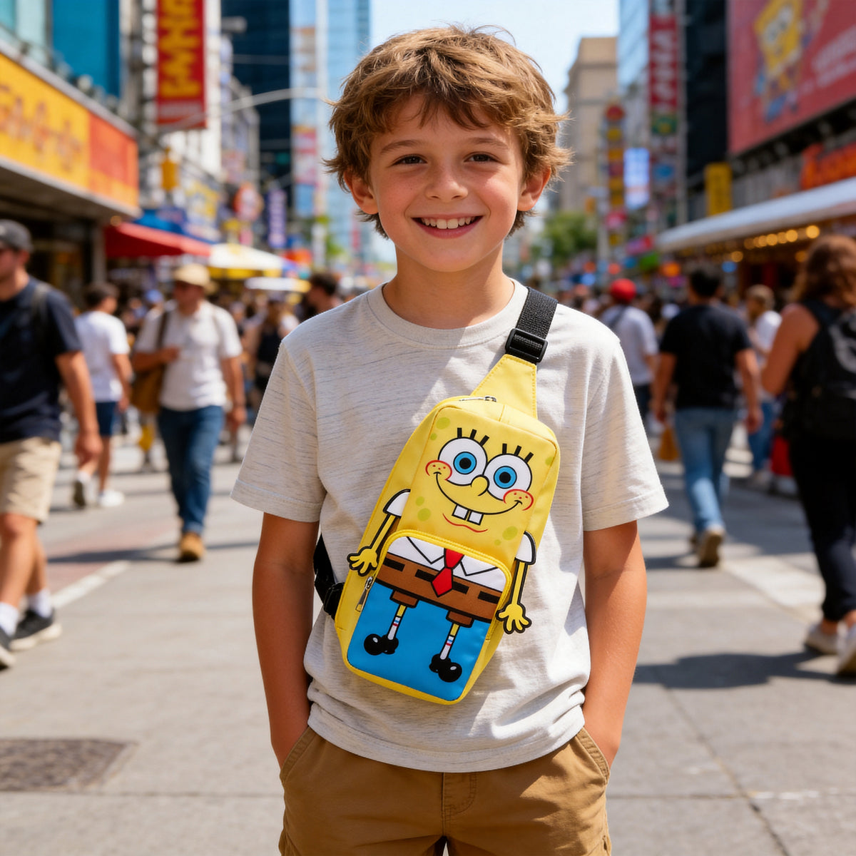 Spongebob Squarepants Character Crossbody Sling Bag With Adjustable Strap