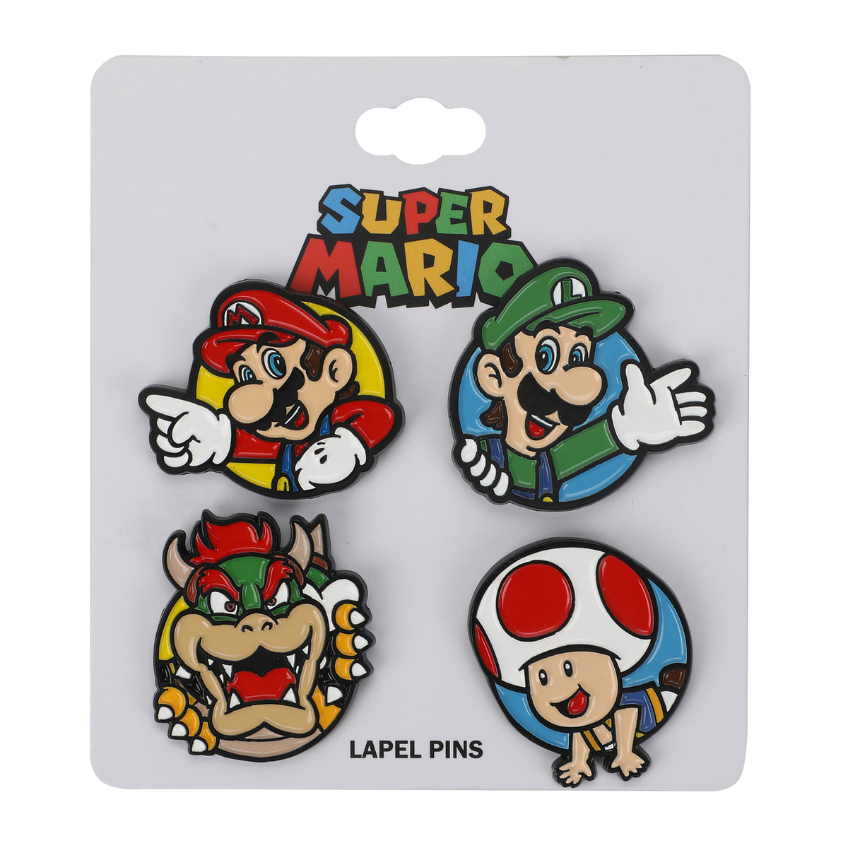 Super Mario, Luigi, Browser, & Toad 4-Pack Lapel Pins