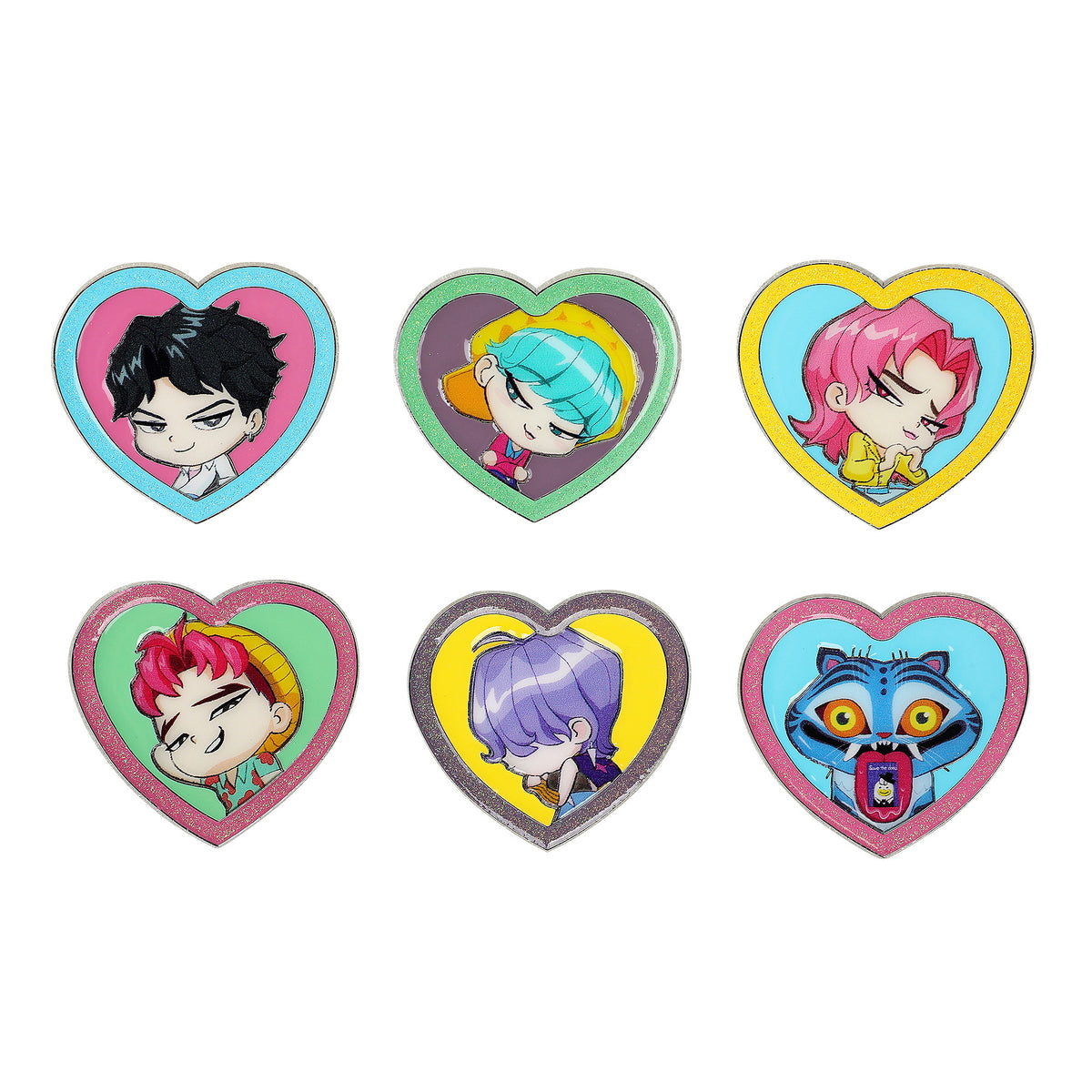 KPop Demon Hunters Saja Love Heart Pin with Glitter
