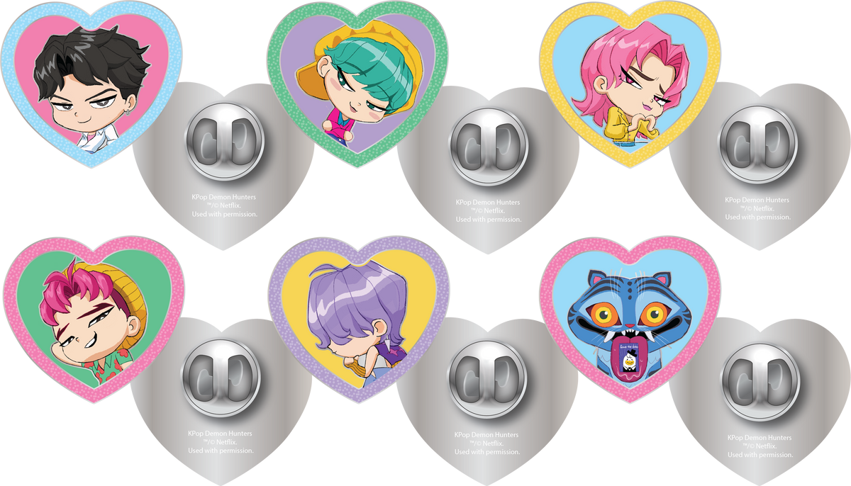 KPop Demon Hunters Saja Love Heart Pin with Glitter