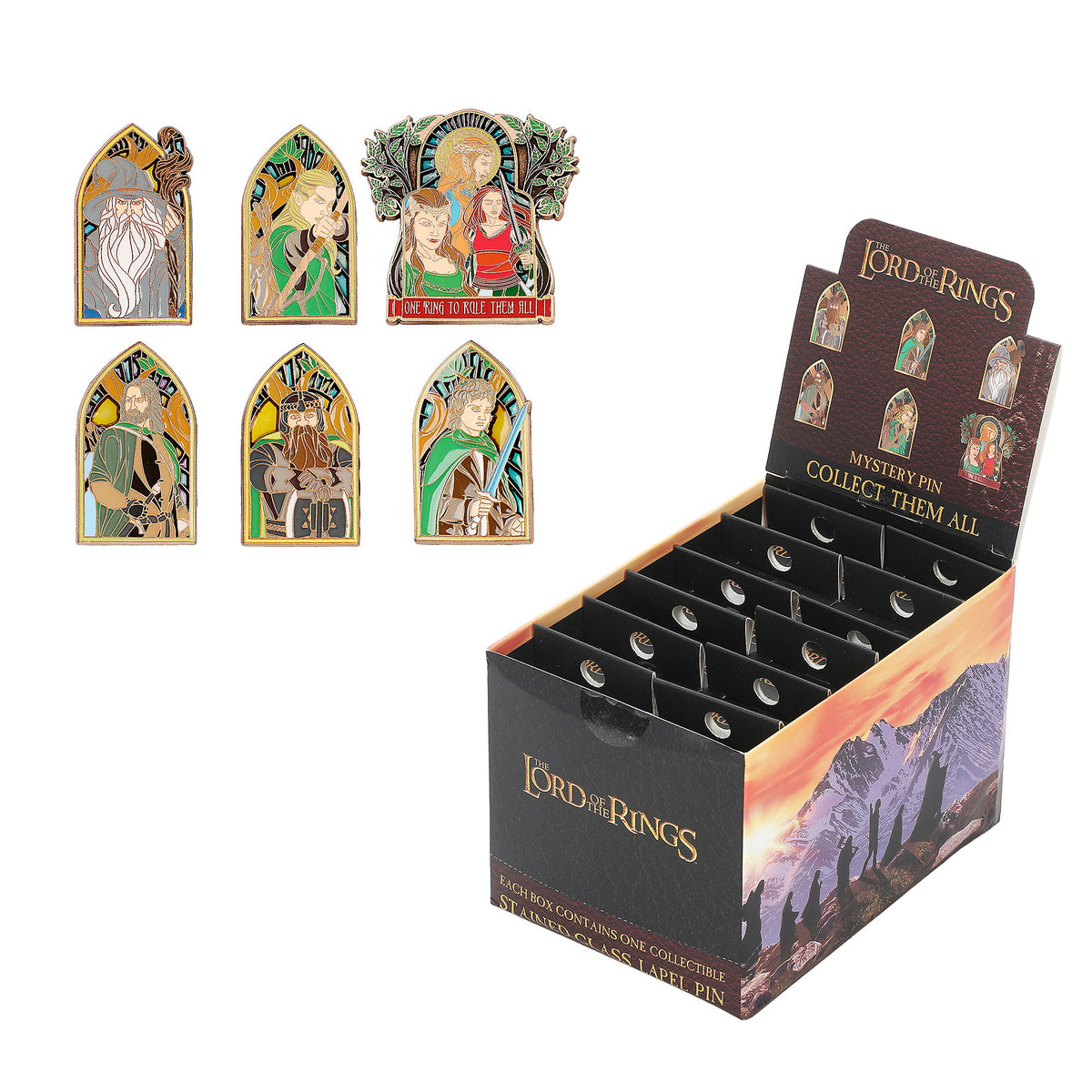 Lord of the Rings Stained Glass Lapel Pin Set