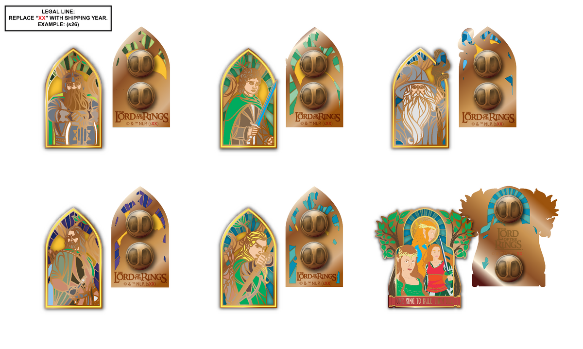 Lord of the Rings Stained Glass Lapel Pin Set
