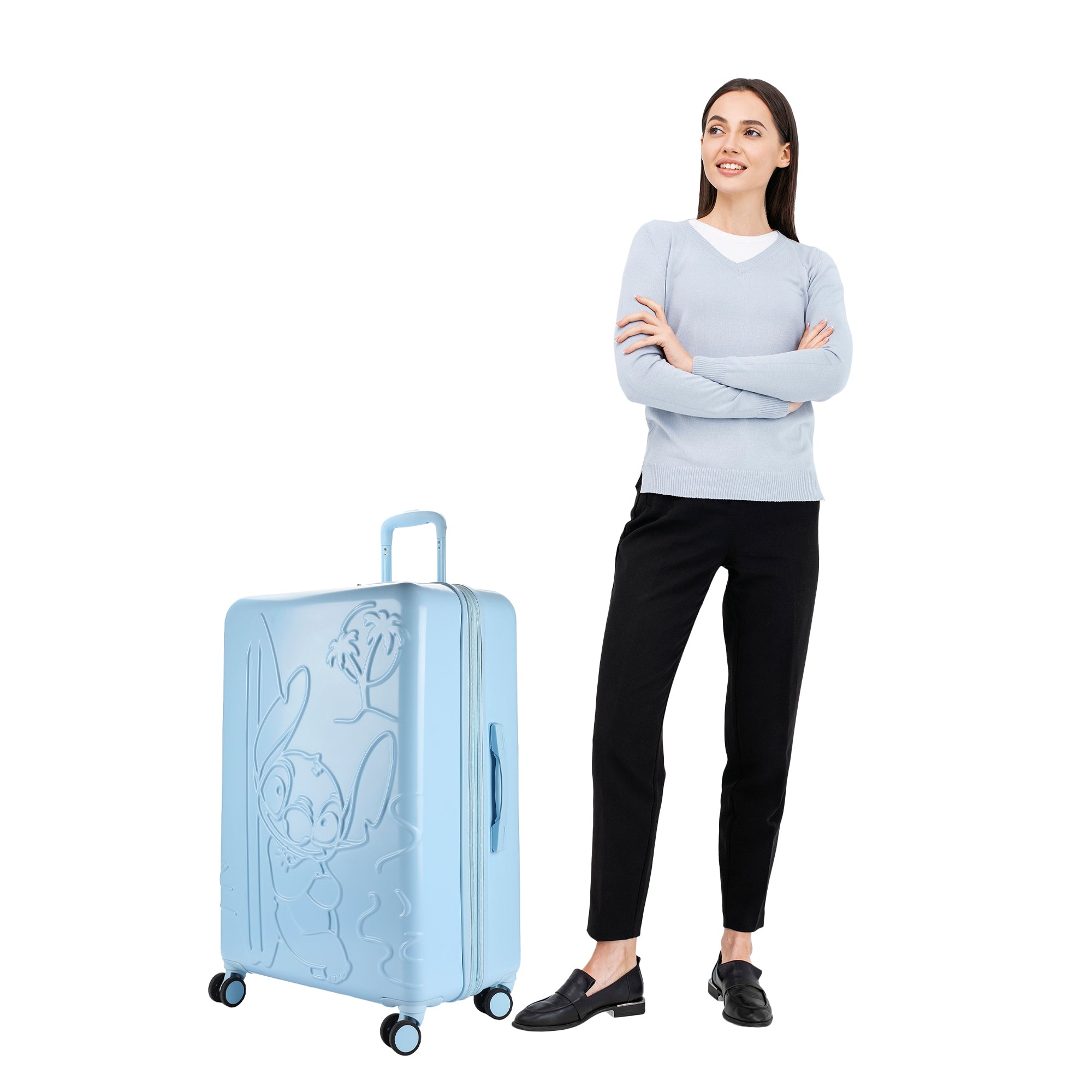 Disney Lilo & Stitch 3-Piece Hard Shell Luggage Set for Adults | 20", 24", 28" Rolling Suitcases with Spinner Wheels, Telescopic Handle & Durable ABS Design, Official Disney Travel Set from Bioworld