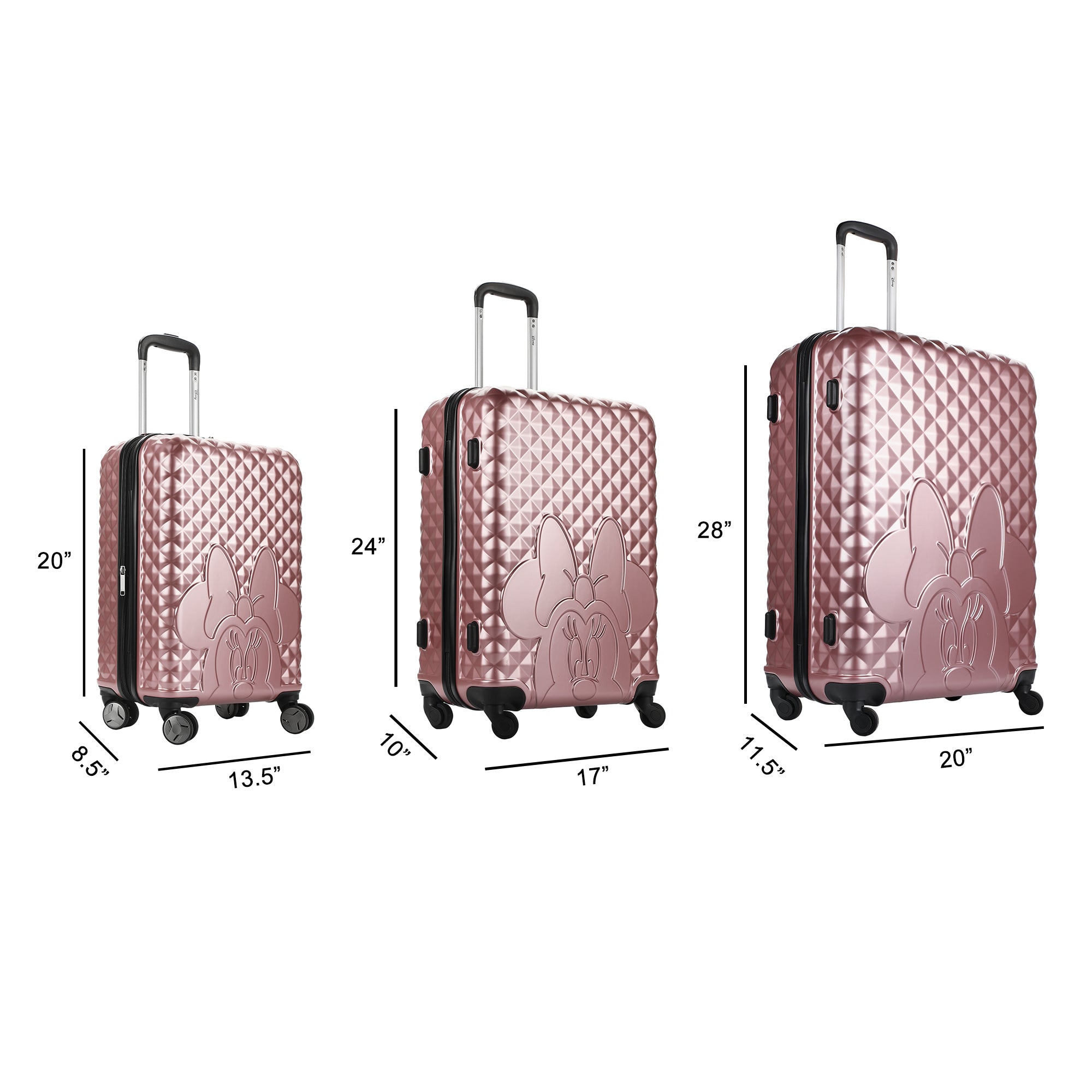 Minnie Mouse Classic Peek-a-Boo Minnie 3-Piece Rolling Luggage Set